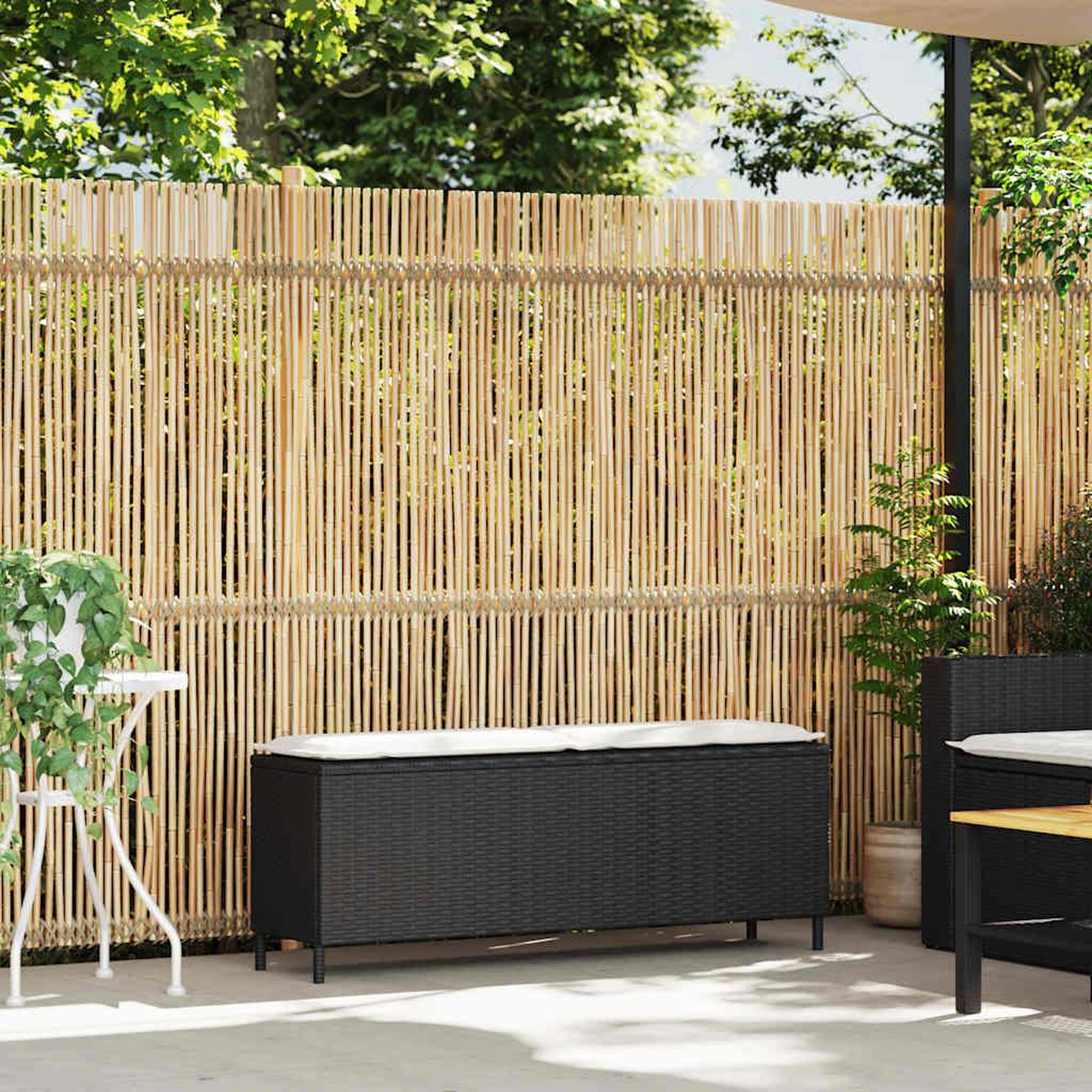 Voir la diapositive 2 : VIDAXL Banc de jardin avec coussin noir 110x30x40,5 cm resine tressee