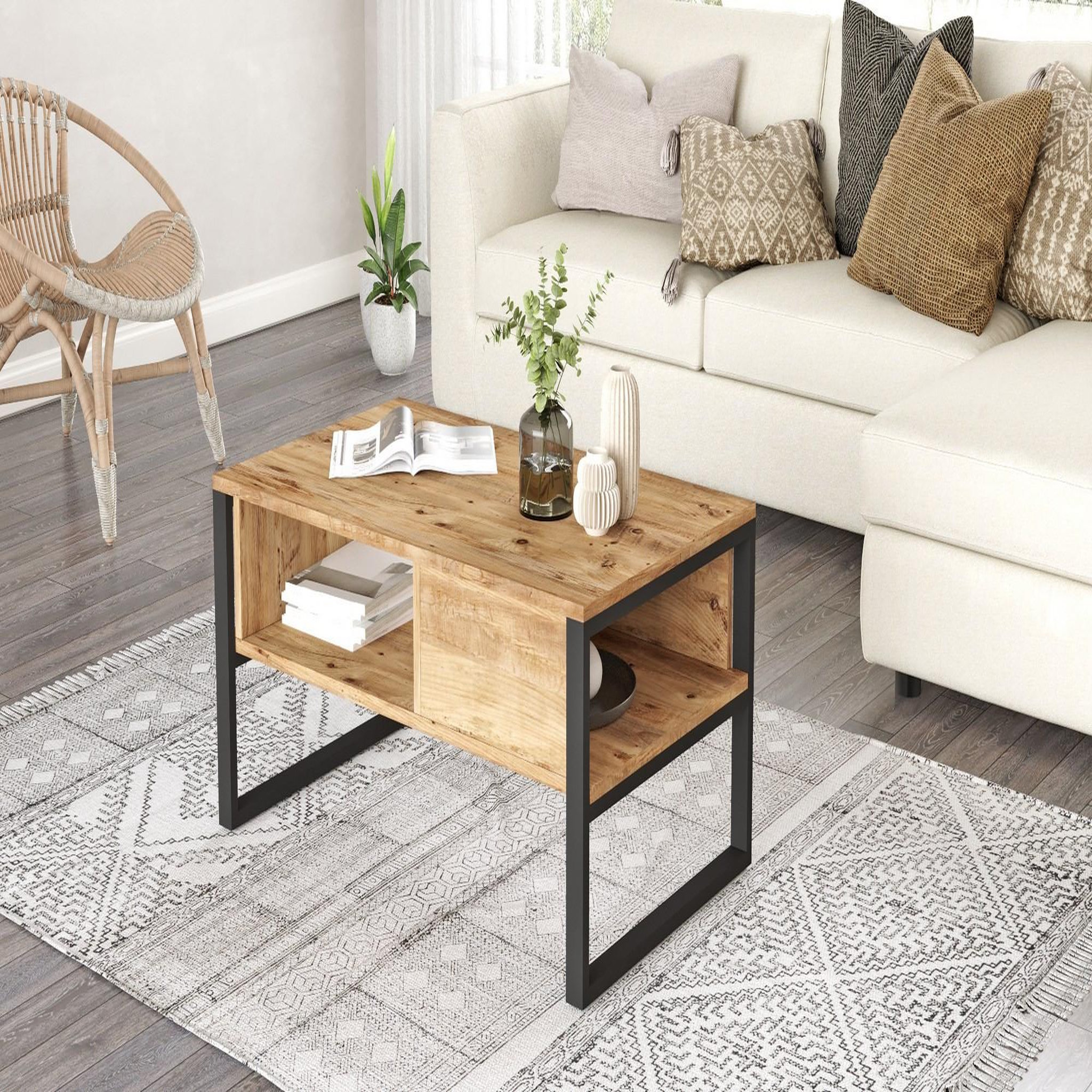 Voir la diapositive 4 : Habitat et Jardin Table basse en bois  ml34  - 100 x 59 x 44 cm - pin atlantique