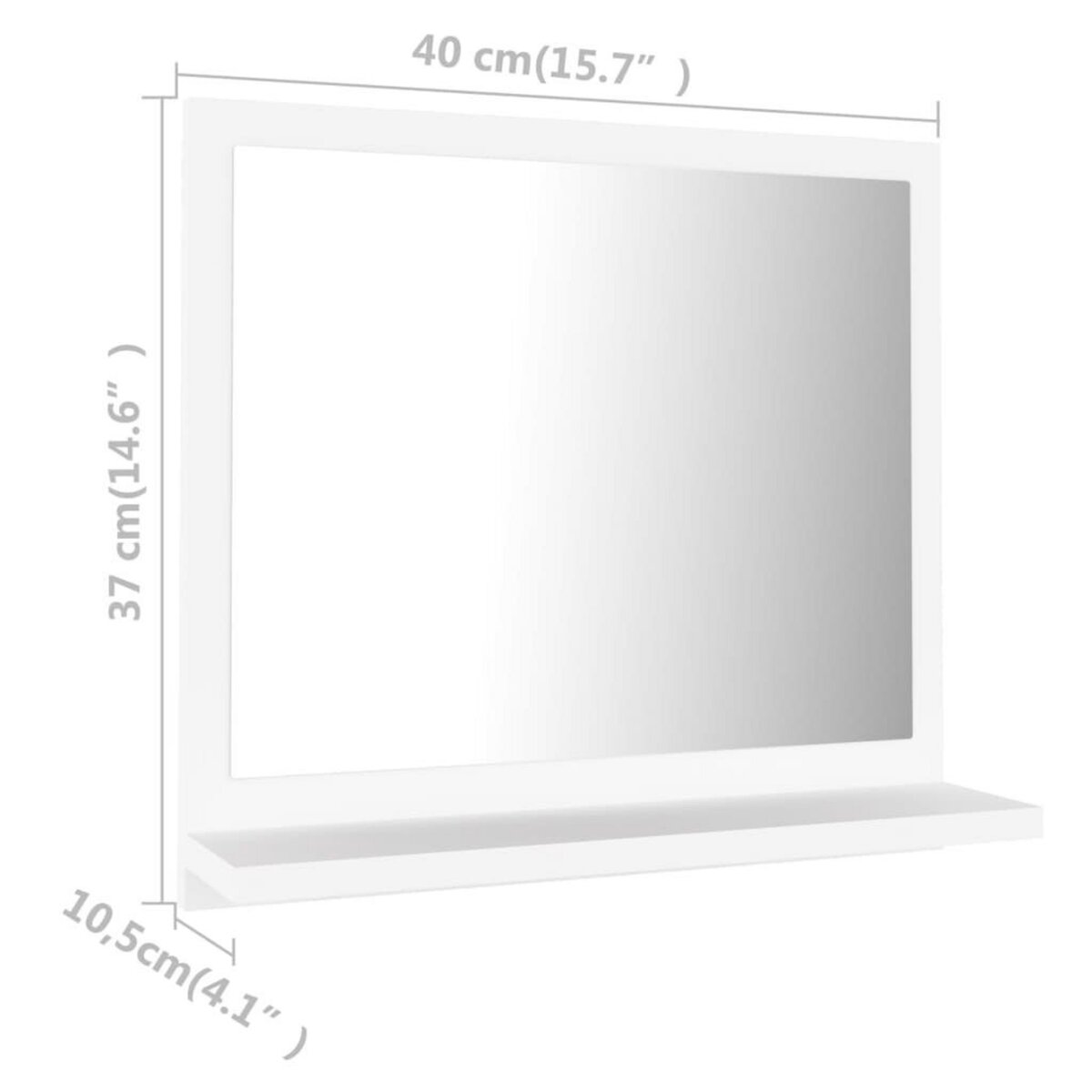 VIDAXL Miroir de salle de bain Blanc 40x10,5x37 cm Bois d'ingenierie