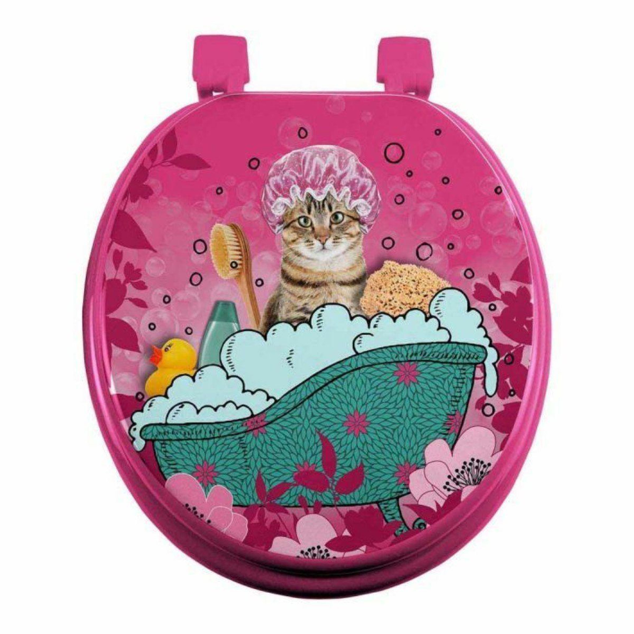 Douceur d'Intérieur Abattant wc imprimé  chatibulle  47cm rose