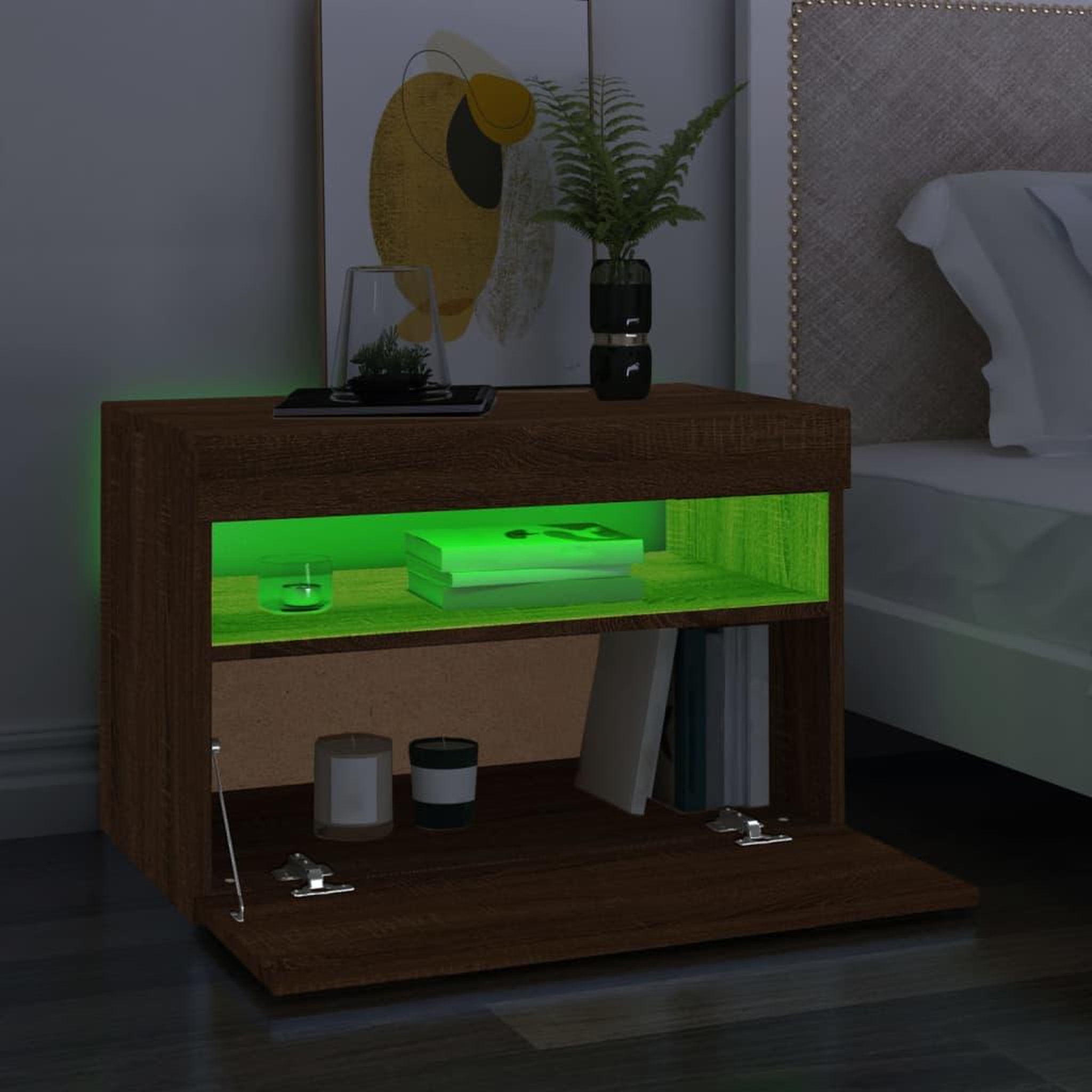 Voir la diapositive 5 : VIDAXL Meuble TV avec lumieres LED Chene marron 60x35x40 cm