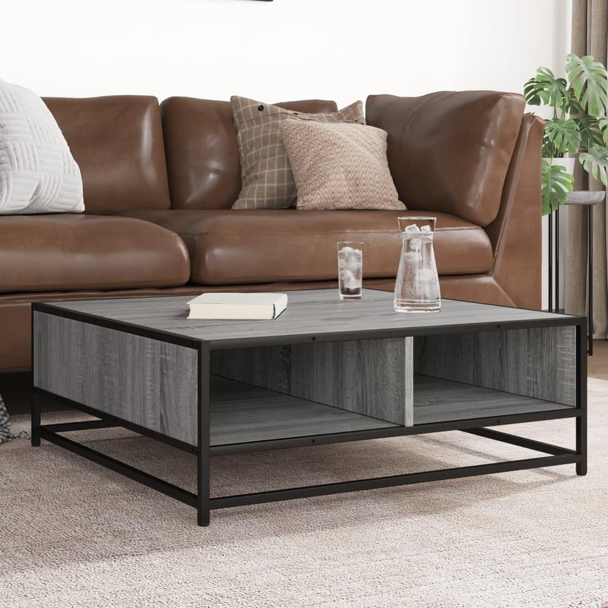 VIDAXL Table basse sonoma gris 80x80x30 cm bois d'ingenierie et metal
