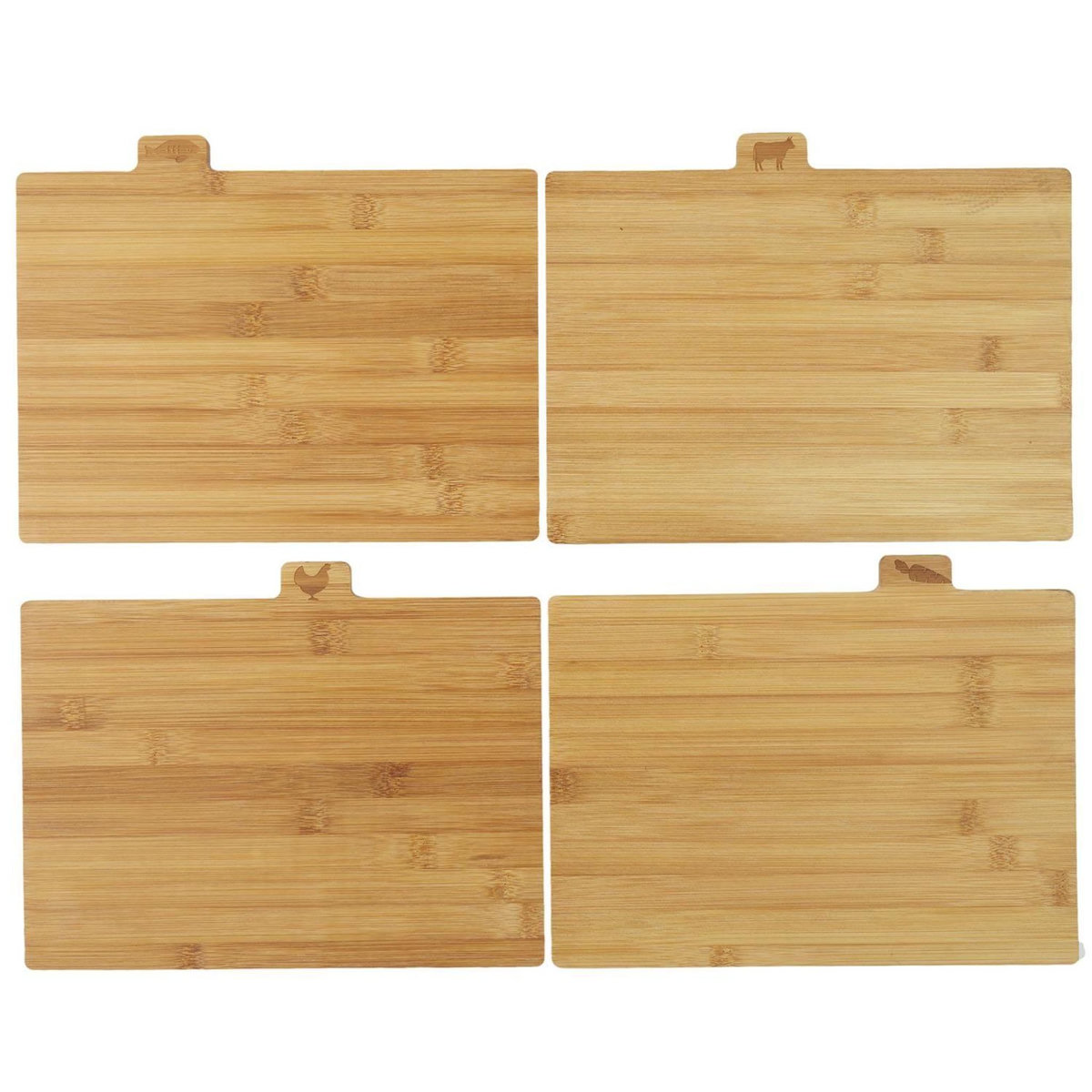 The Home Deco Factory Lot de 4 planches à découper à index en bambou