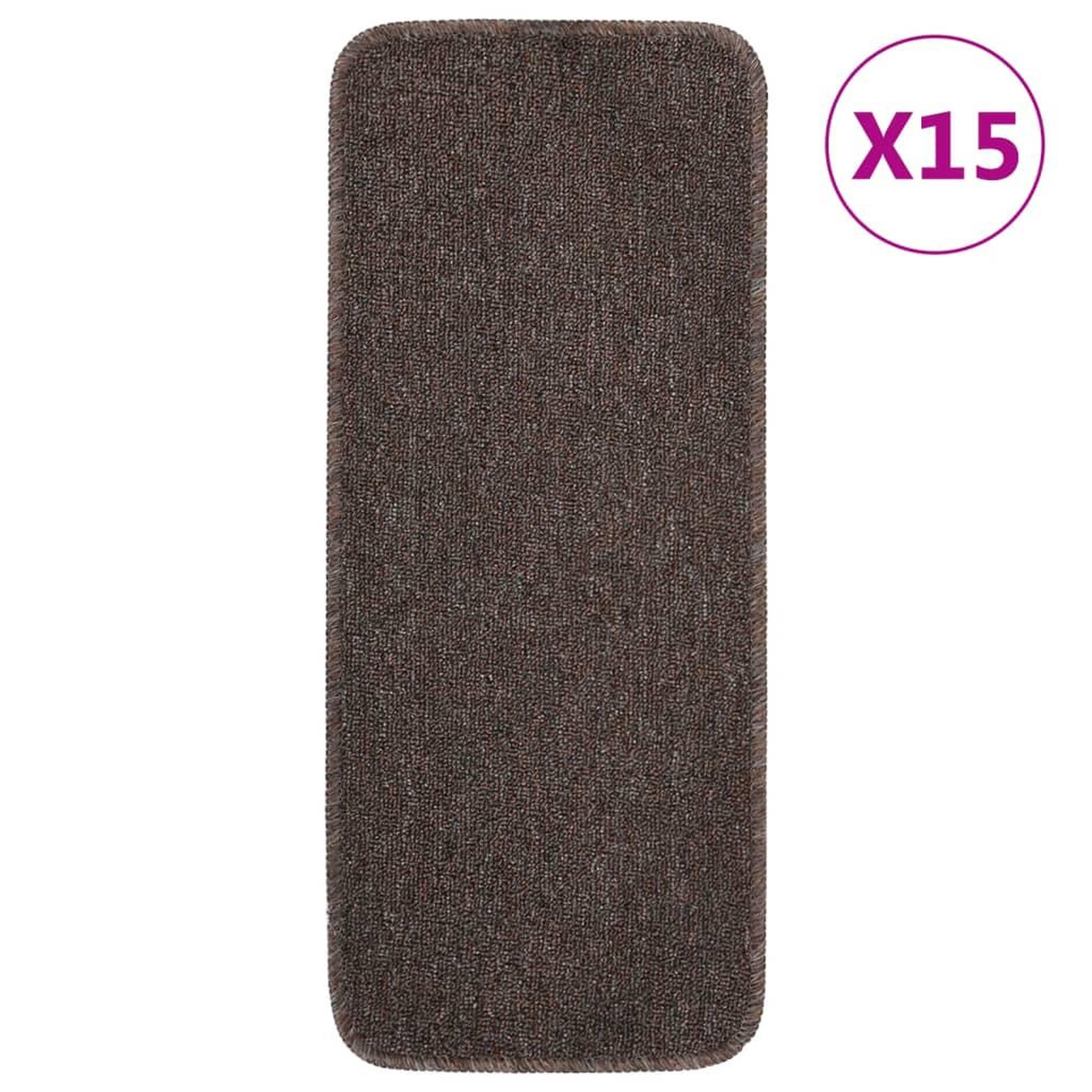 Voir la diapositive 1 : VIDAXL Tapis escalier antiderapants 15pcs 60x25cm Marron Rectangulaire
