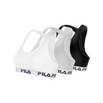 FILA Lot de 3 Brassières coton femme FU6042 Uni. Coloris disponibles : Noir