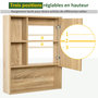 Voir la diapositive 4 : HOMCOM Armoire murale de rangement salle de bain avec porte miroir couleur bois de chêne dim. 60L x 15l x H76 cm