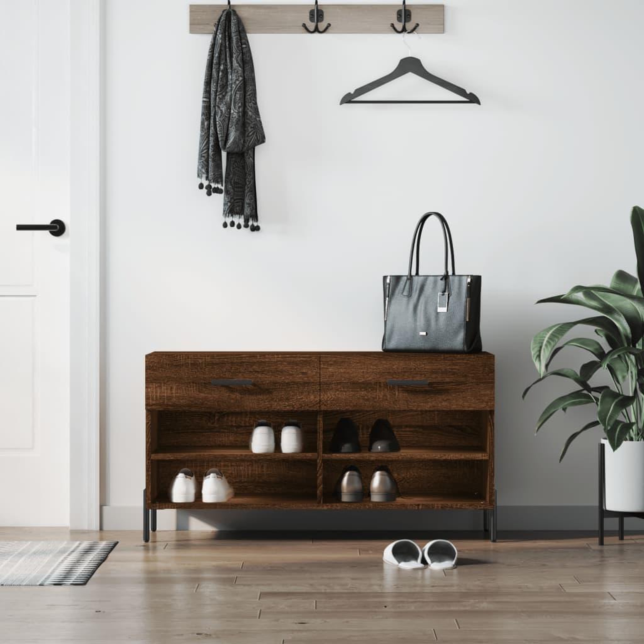 VIDAXL Banc a chaussures chene marron 102x35x55 cm bois d'ingenierie