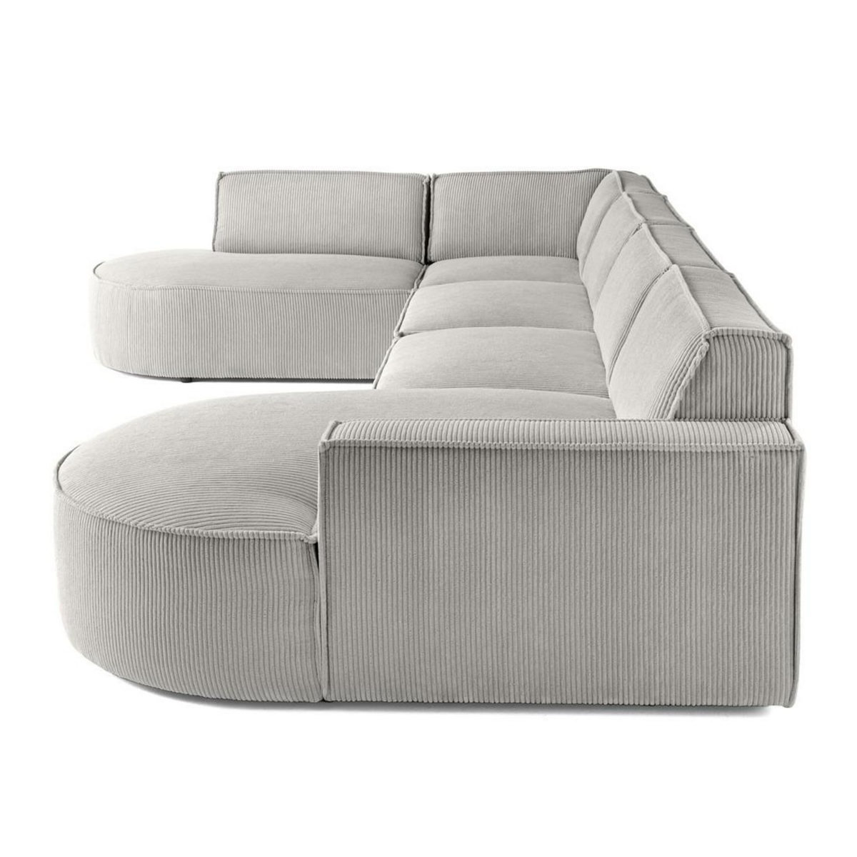 LISA DESIGN Spiaggia - canapé panoramique d'angle gauche - 7 places - en velours côtelé