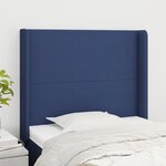 VIDAXL Tete de lit avec oreilles Bleu 103x16x118/128 cm Tissu