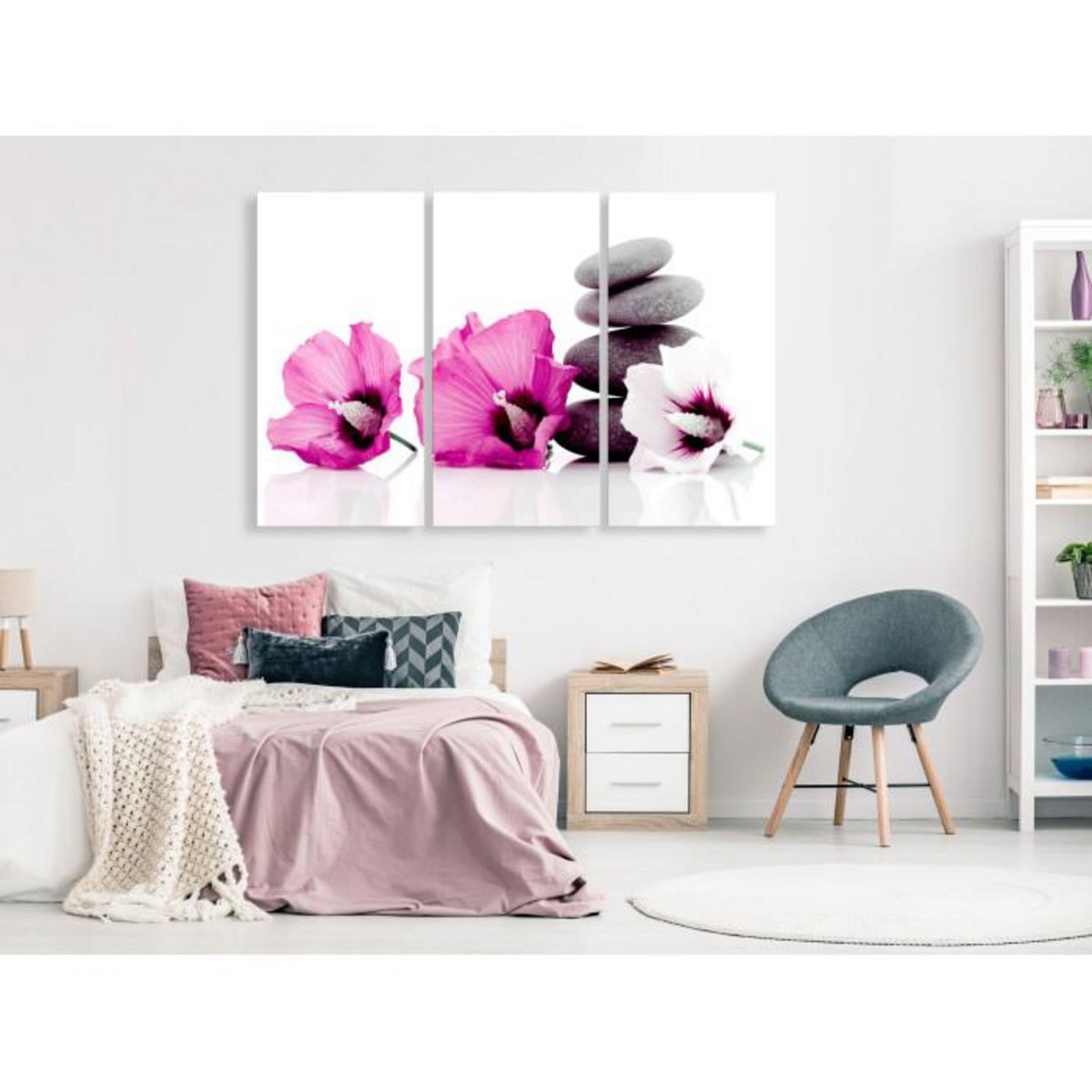 Paris Prix Tableau Imprimé 3 Panneaux  Calm Mallow Pink