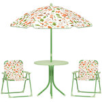 OUTSUNNY Ensemble salon de jardin enfant pliable 2 places 4 pièces motif vie de la forêt vert