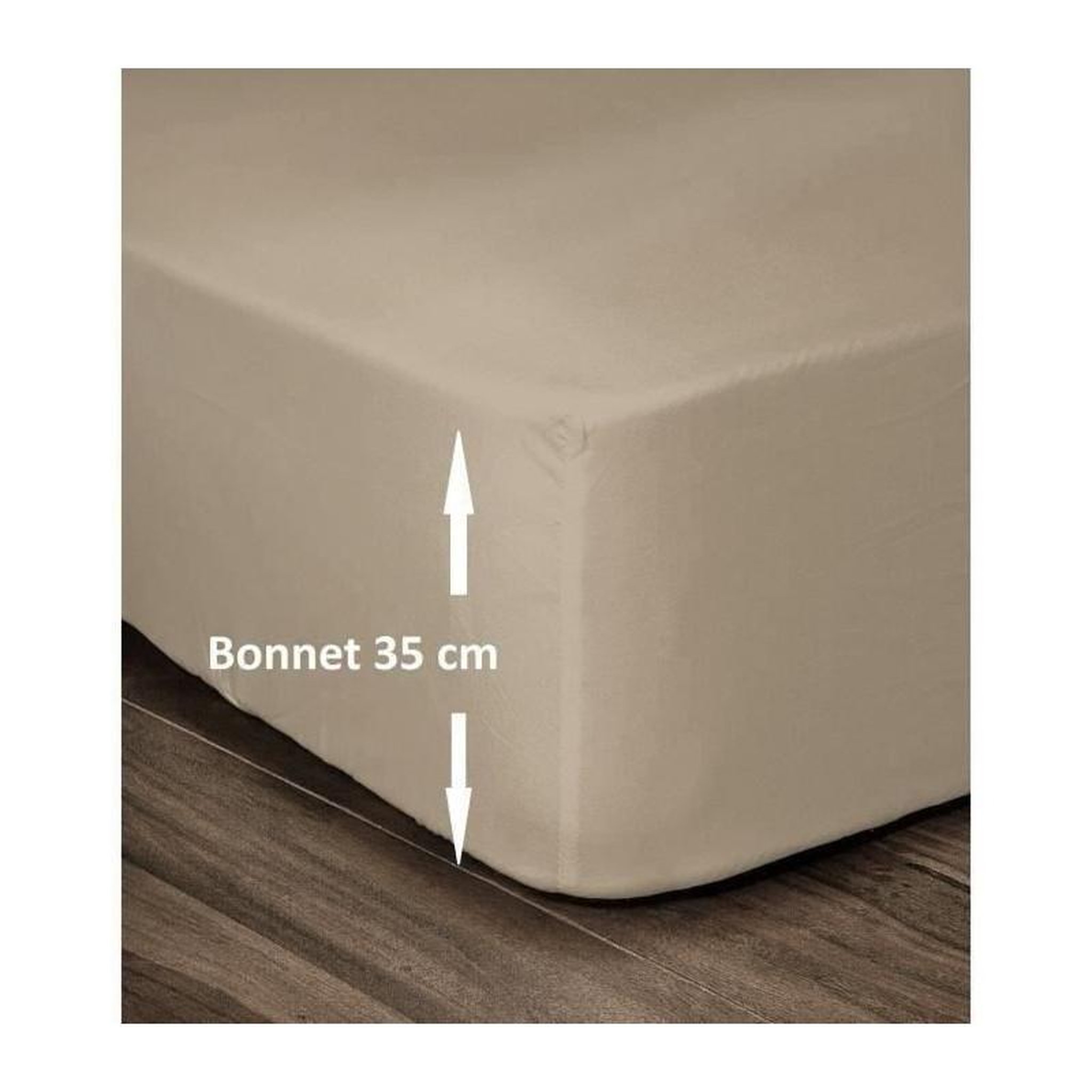 LOVELY HOME LOVELY HOME Drap Housse 100% Coton 160x200cm - Bonnet 35cm - Beige