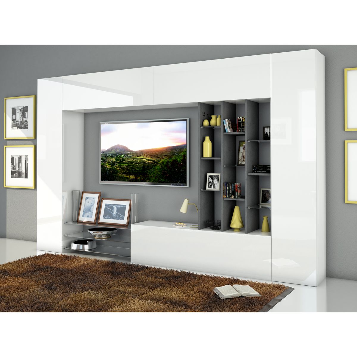 Ensemble meuble tv mural GIZEH L290 cm