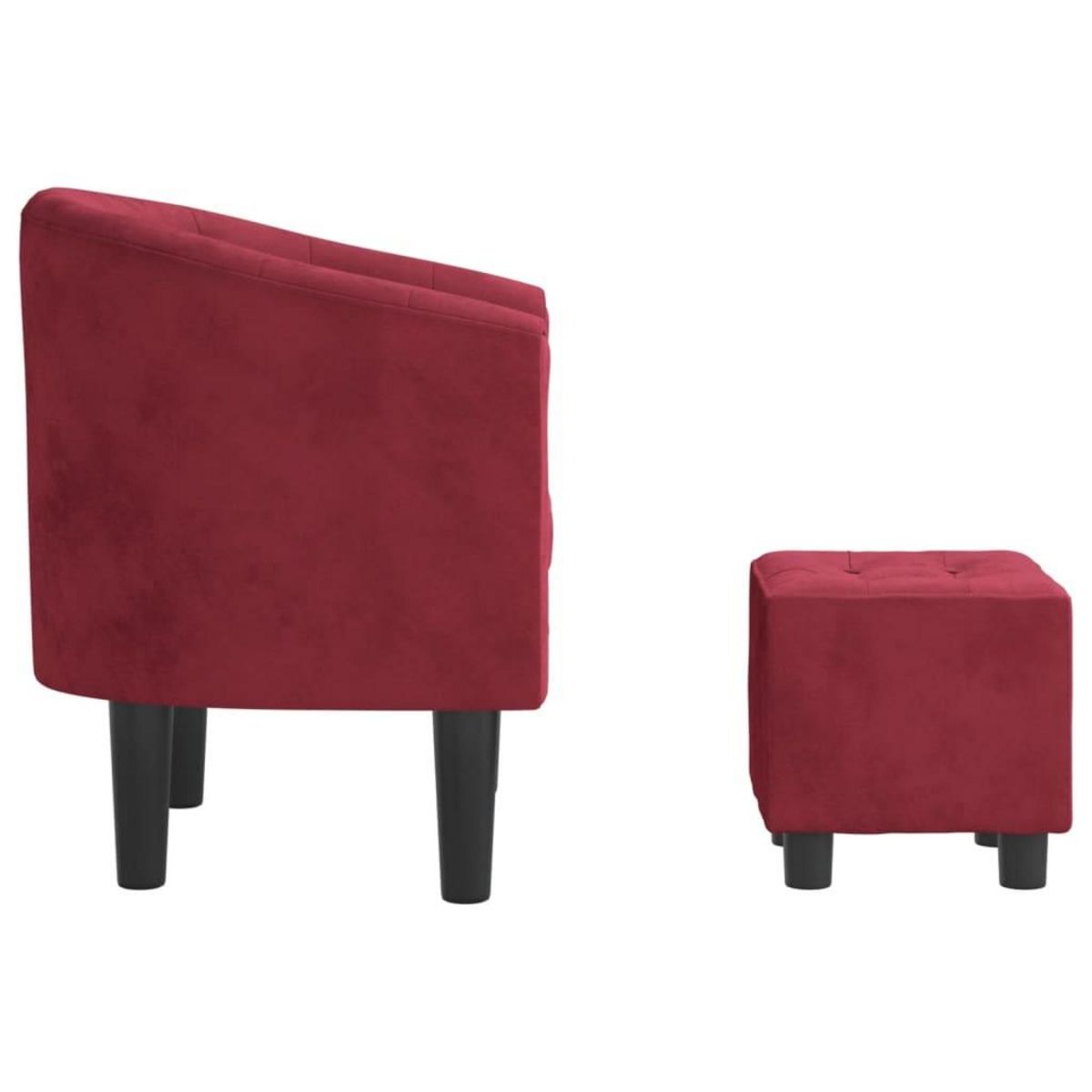 VIDAXL Fauteuil avec repose-pied rouge bordeaux velours