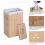 Voir la diapositive 4 : HOMCOM Panier à linge corbeille à linge bac à linge bambou pliable couvercle sac amovible 3 poignées PU 40L x 30l x 60H cm beige