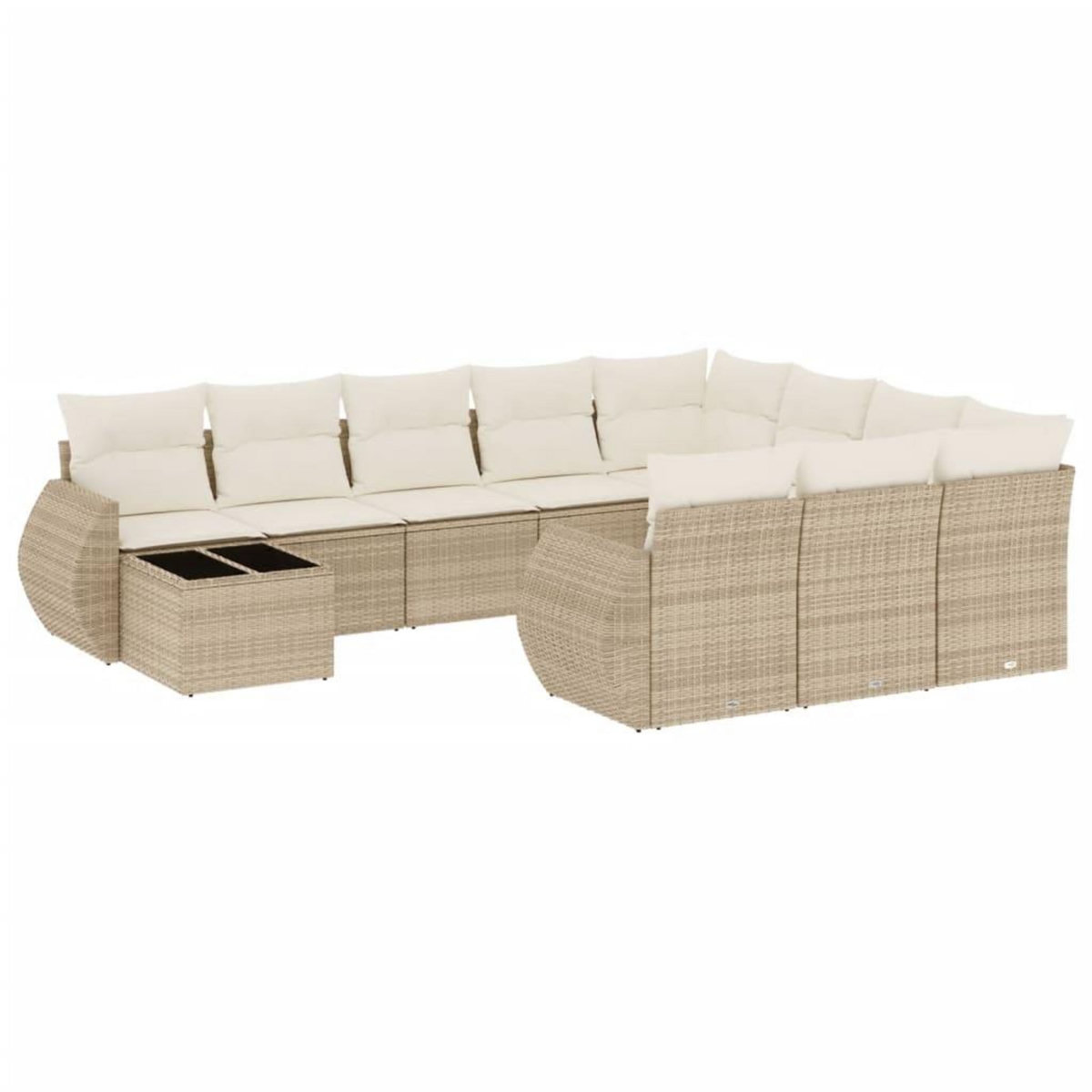 VIDAXL Salon de jardin 11 pcs avec coussins beige resine tressee