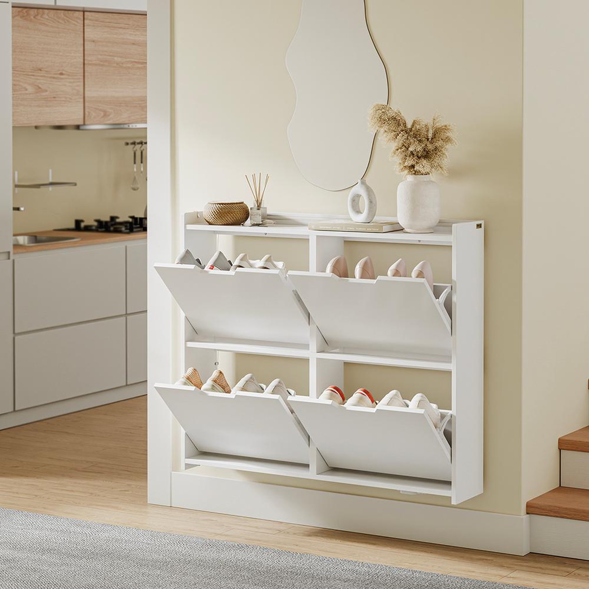 Voir la diapositive 4 : SOBUY Armoire à chaussures Blanc 80x30x100 cm FSR100-E-W