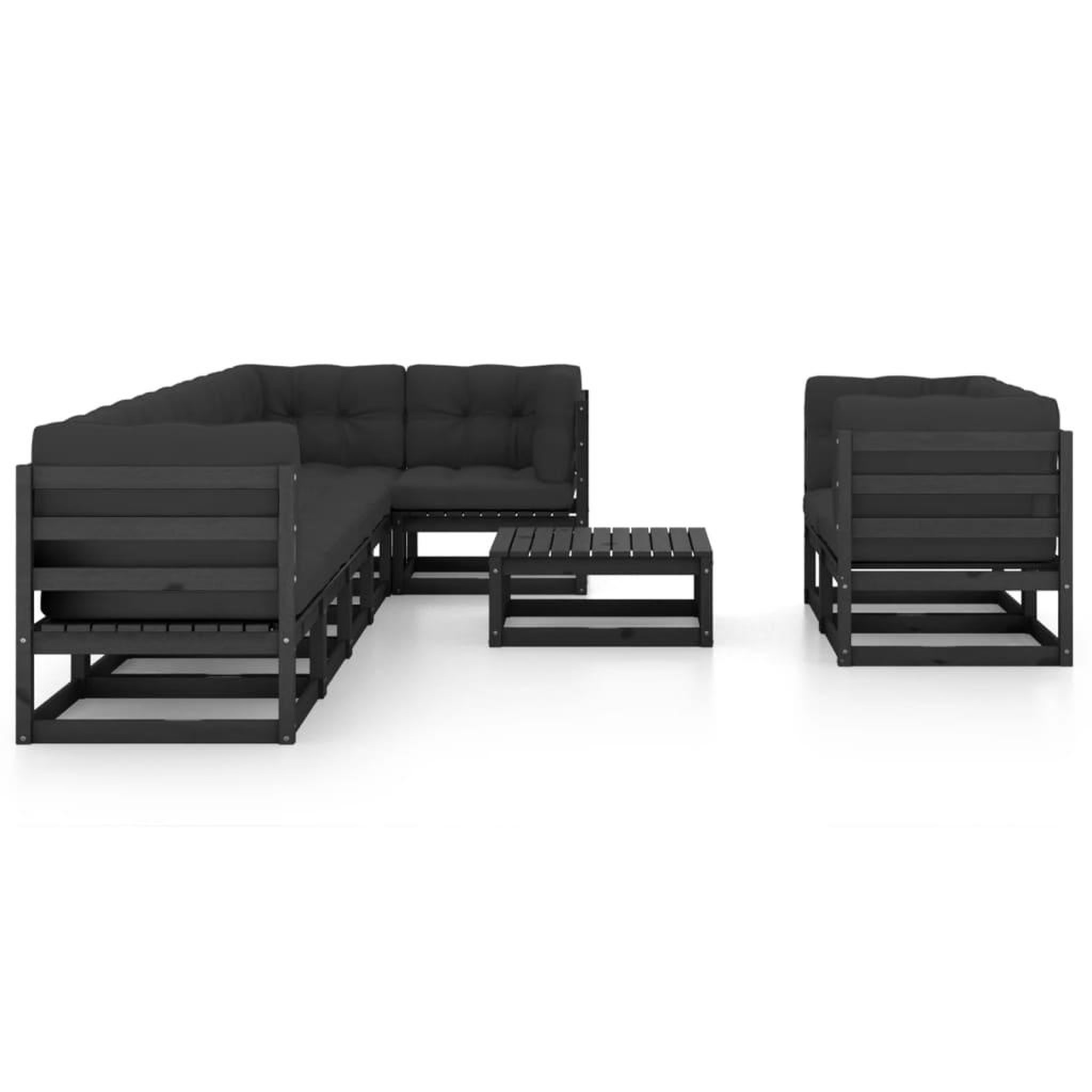 Voir la diapositive 3 : VIDAXL Salon de jardin 9 pcs avec coussins Bois de pin massif