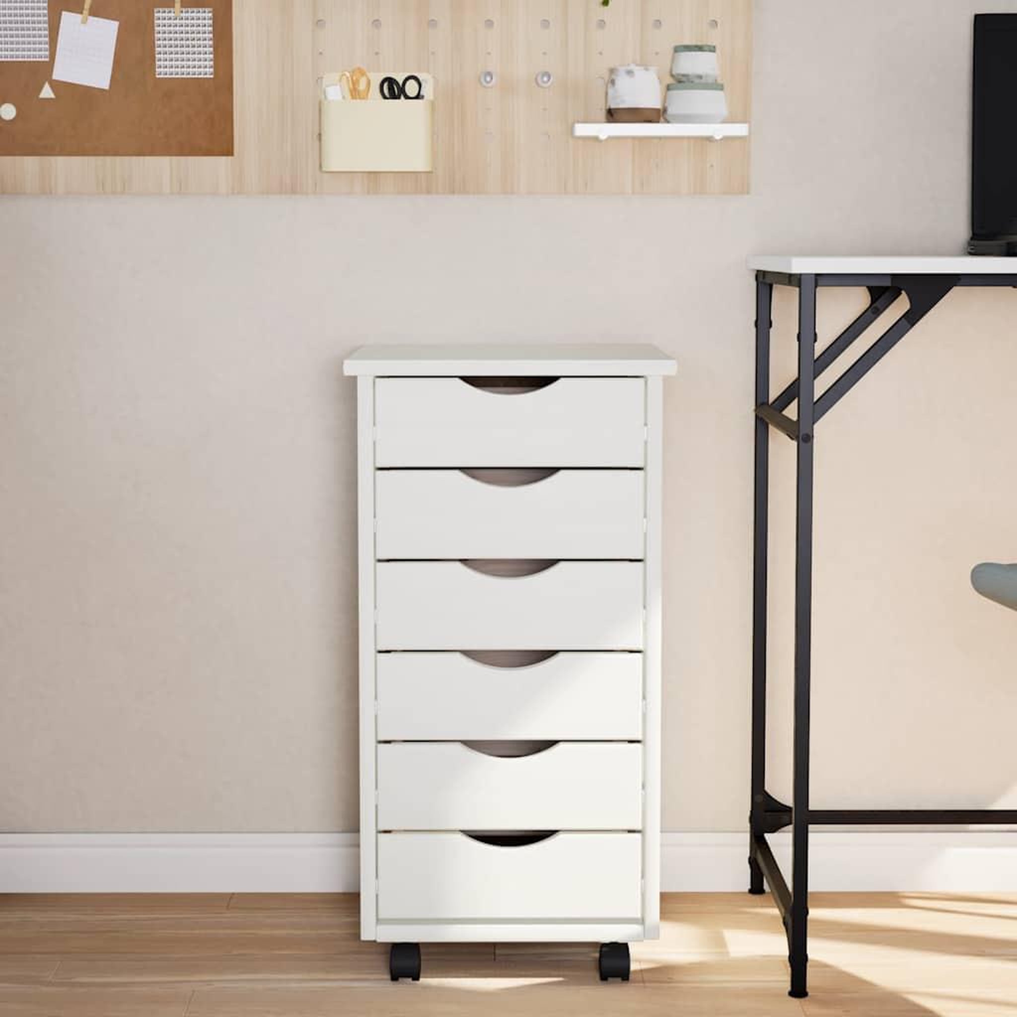 Voir la diapositive 3 : VIDAXL Armoire roulante avec tiroirs MOSS blanc bois de pin solide