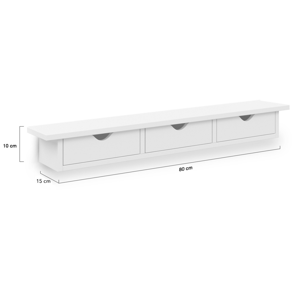 ID MARKET Etagère murale console d'entrée LISE 3 tiroirs blanche