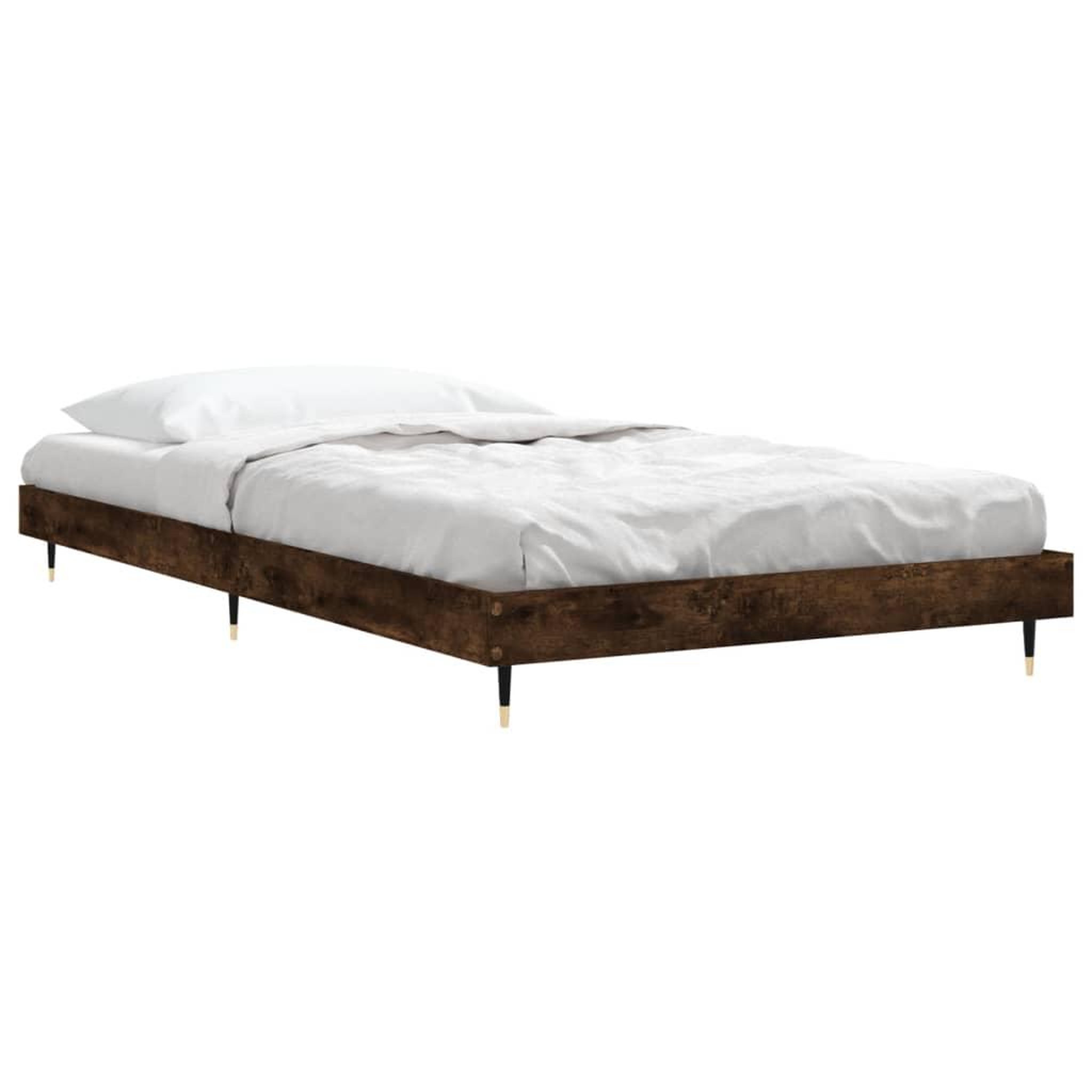 Voir la diapositive 4 : VIDAXL Cadre de lit sans matelas chene fume 100x200 cm bois ingenierie