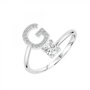 Voir la diapositive 1 : SC CRYSTAL Bague lettre G ajustable SC Crystal ornée de Zirconium