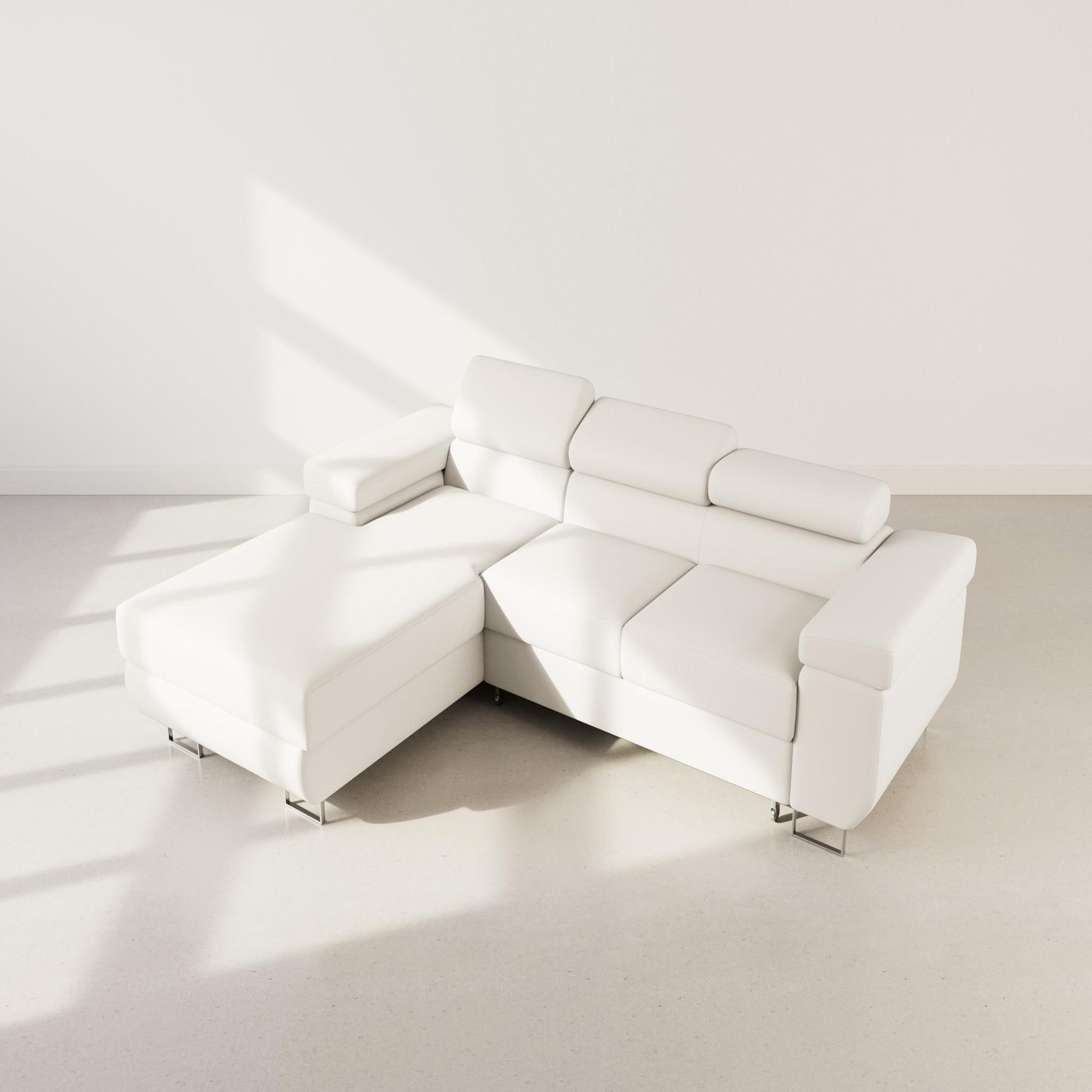 Voir la diapositive 6 : BEST MOBILIER Pablo - canapé d'angle gauche - 6 places - convertible avec coffre et têtières réglables - en velours