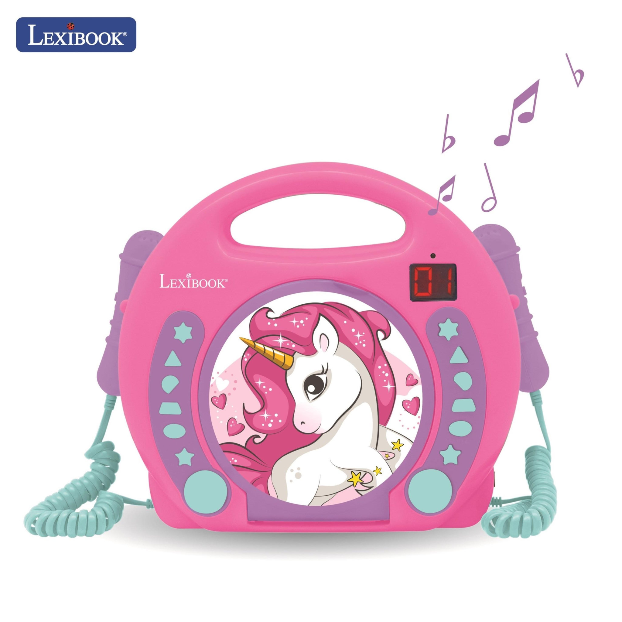 Voir la diapositive 4 : Lexibook Lecteur CD portable avec 2 microphones coloris Licorne