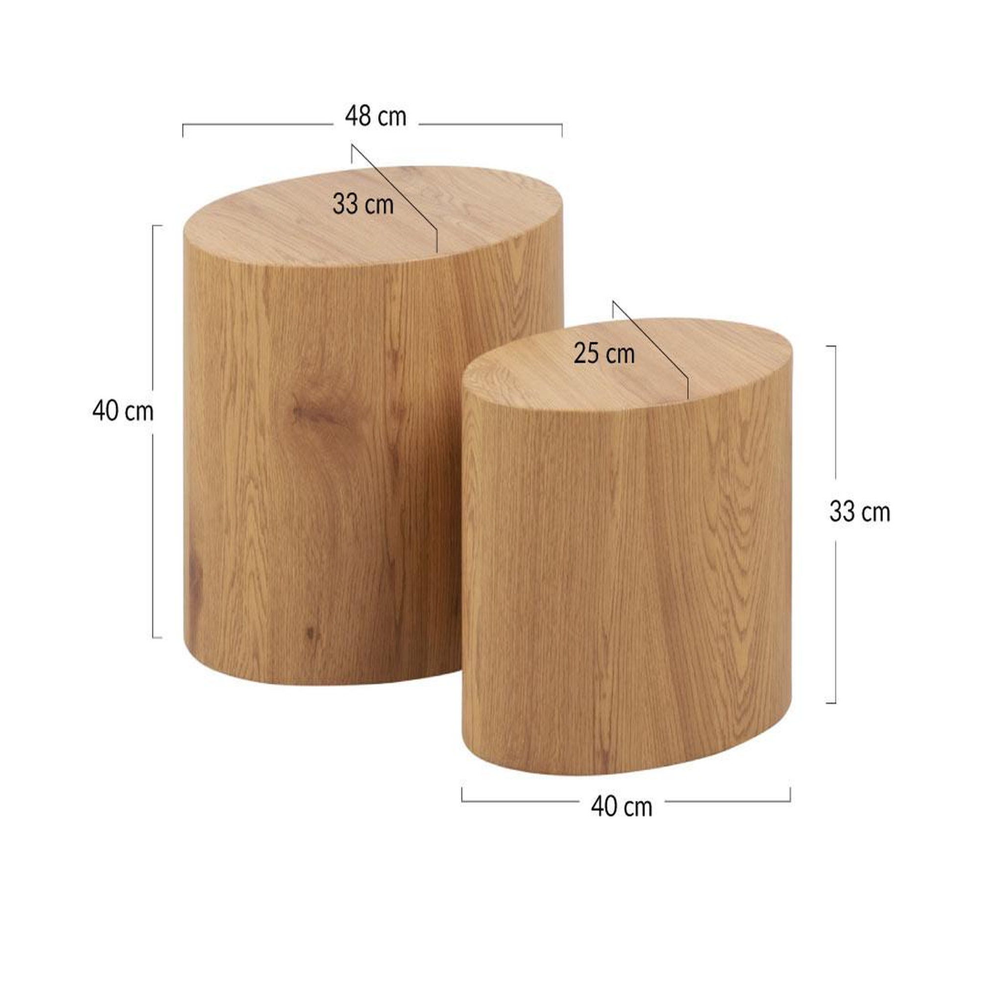 Voir la diapositive 6 : BEST MOBILIER Aeryn - lot de 2 tables basses - chêne naturel - 48 et 40 cm