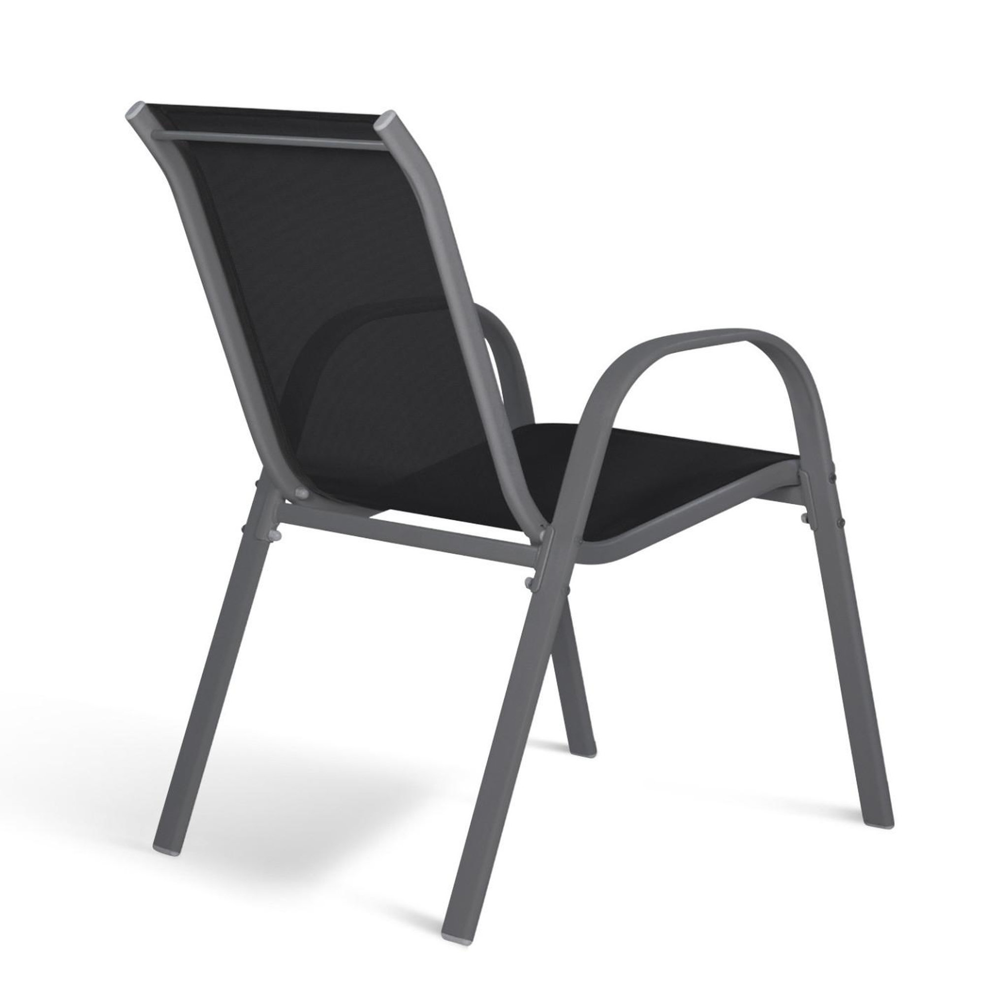 Voir la diapositive 5 : ID MARKET Lot de 6 chaises de jardin lyma métal et textilène empilables gris noir et terracotta