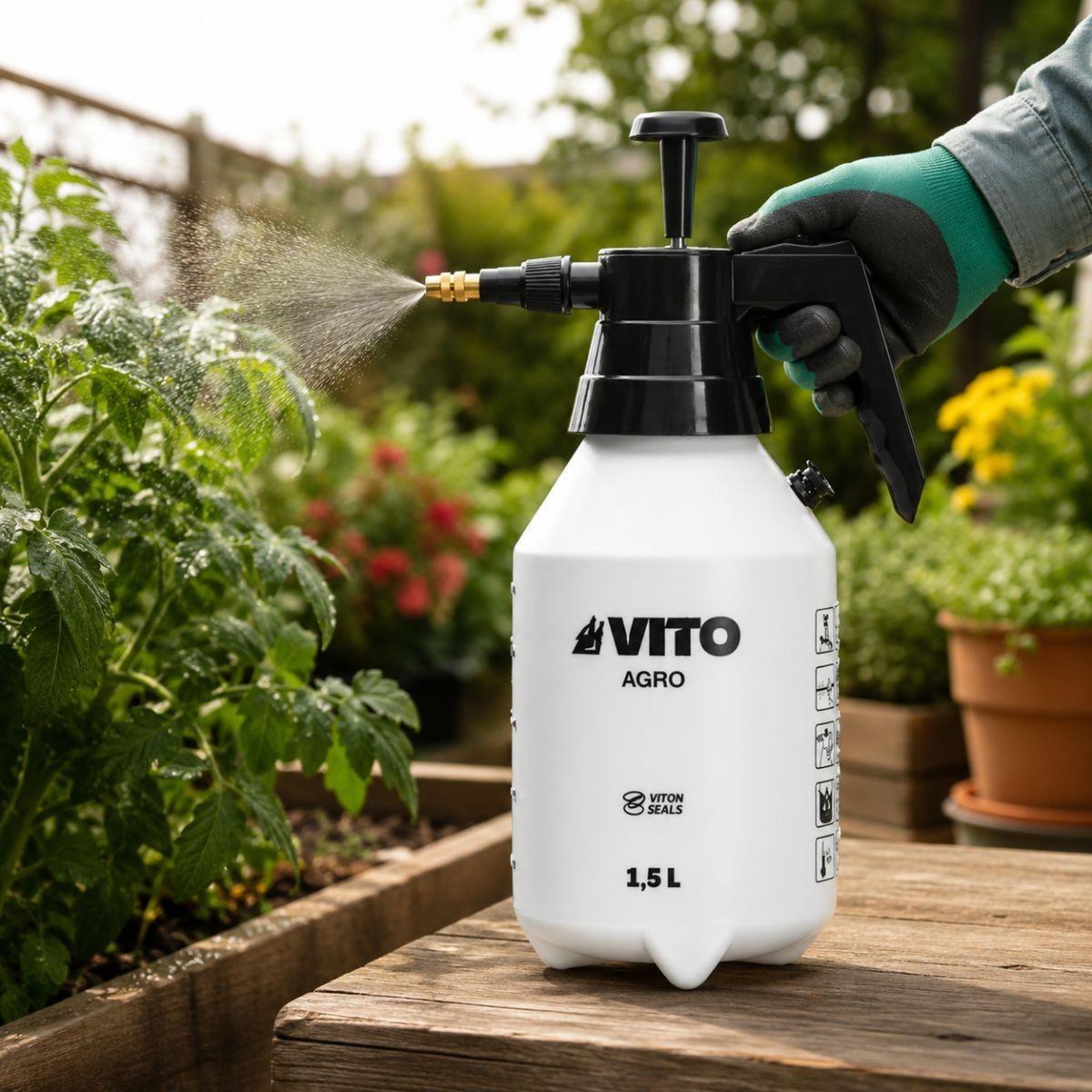 Voir la diapositive 3 : VITO Pulvérisateur à main 1.5l spécial produits agressifs jardin - pulvérisateur à pression vito