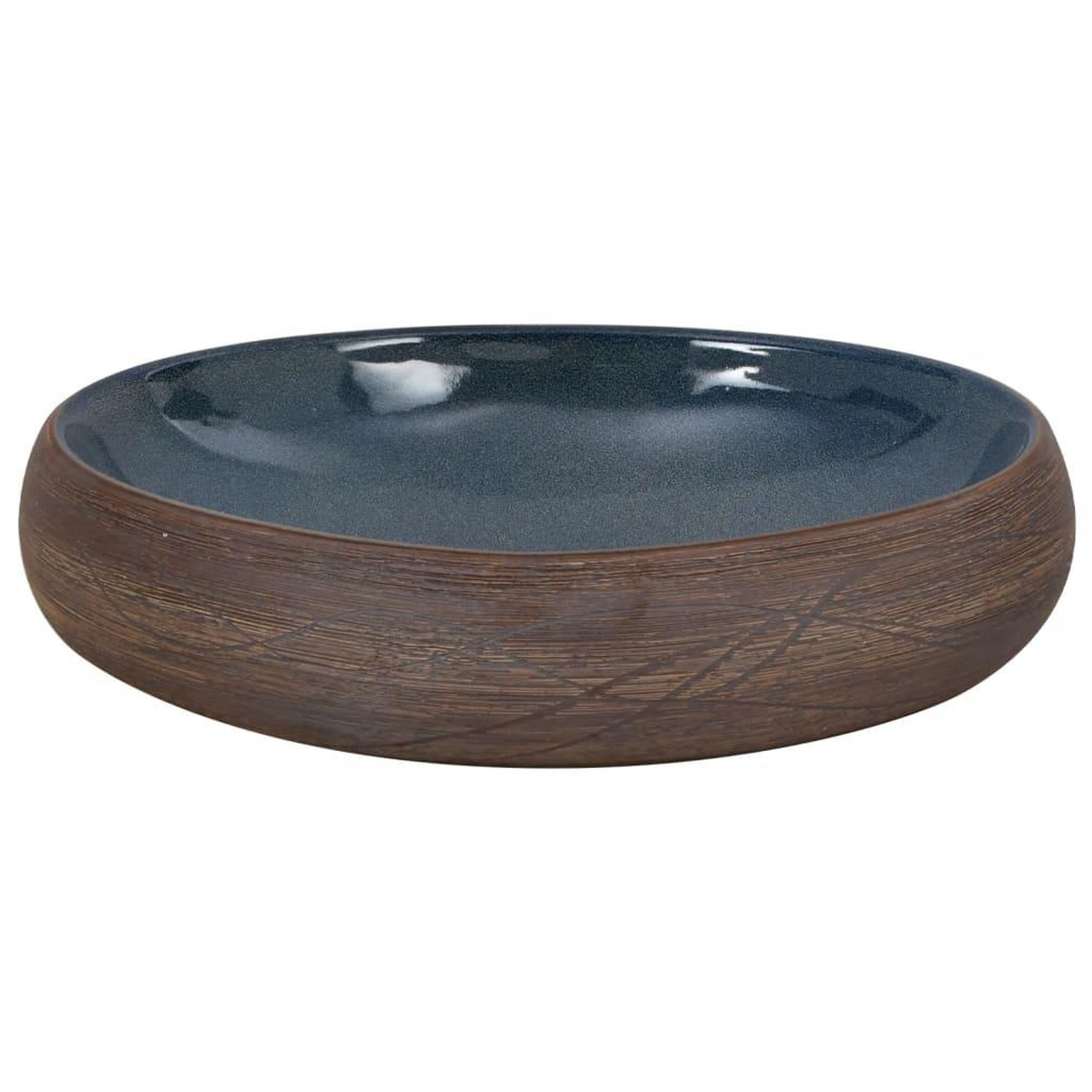 Voir la diapositive 4 : VIDAXL Vasque a poser marron et bleu ovale 59x40x15 cm ceramique
