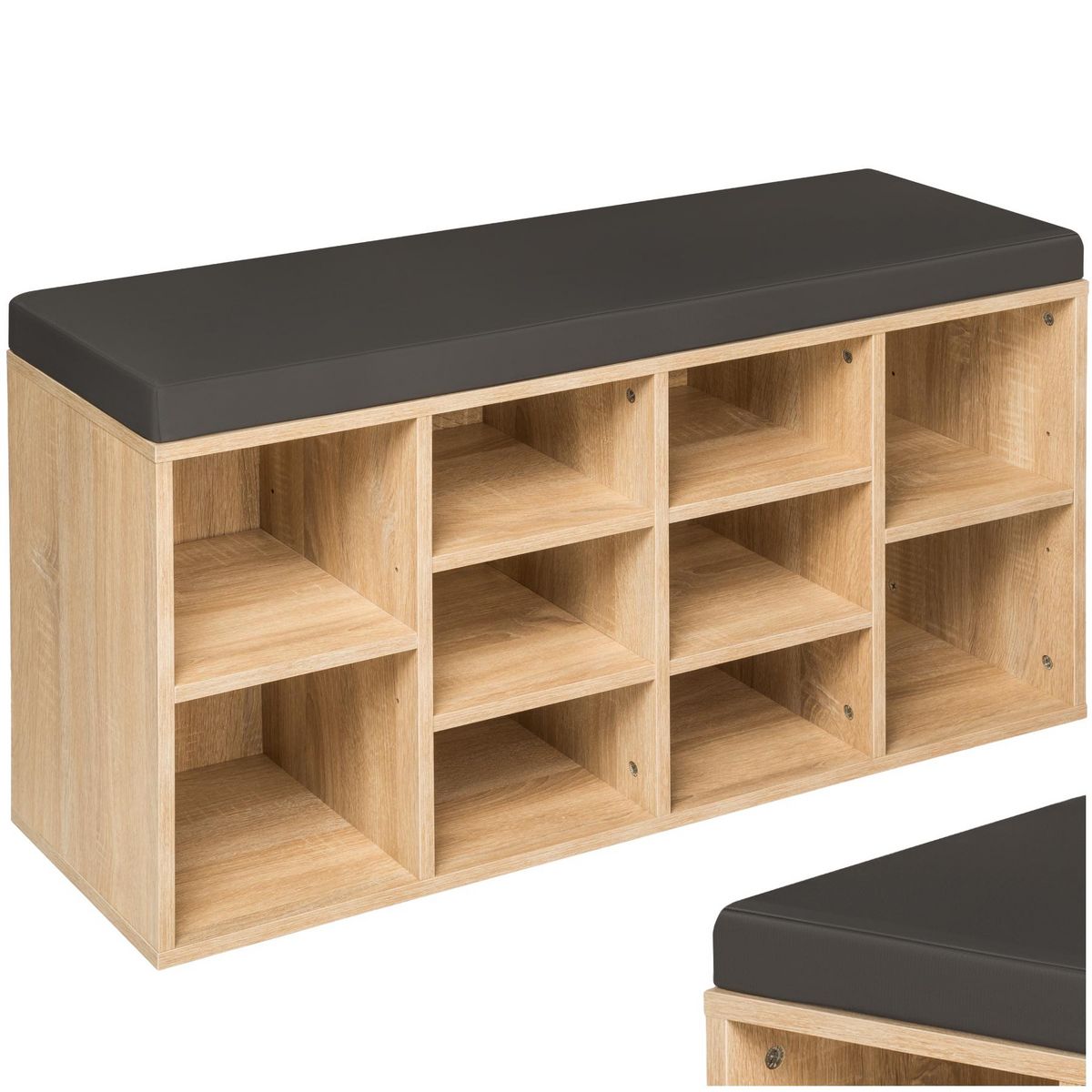 tectake Meuble à chaussures pour 10 paires de chaussures gris foncé/marron chêne clair