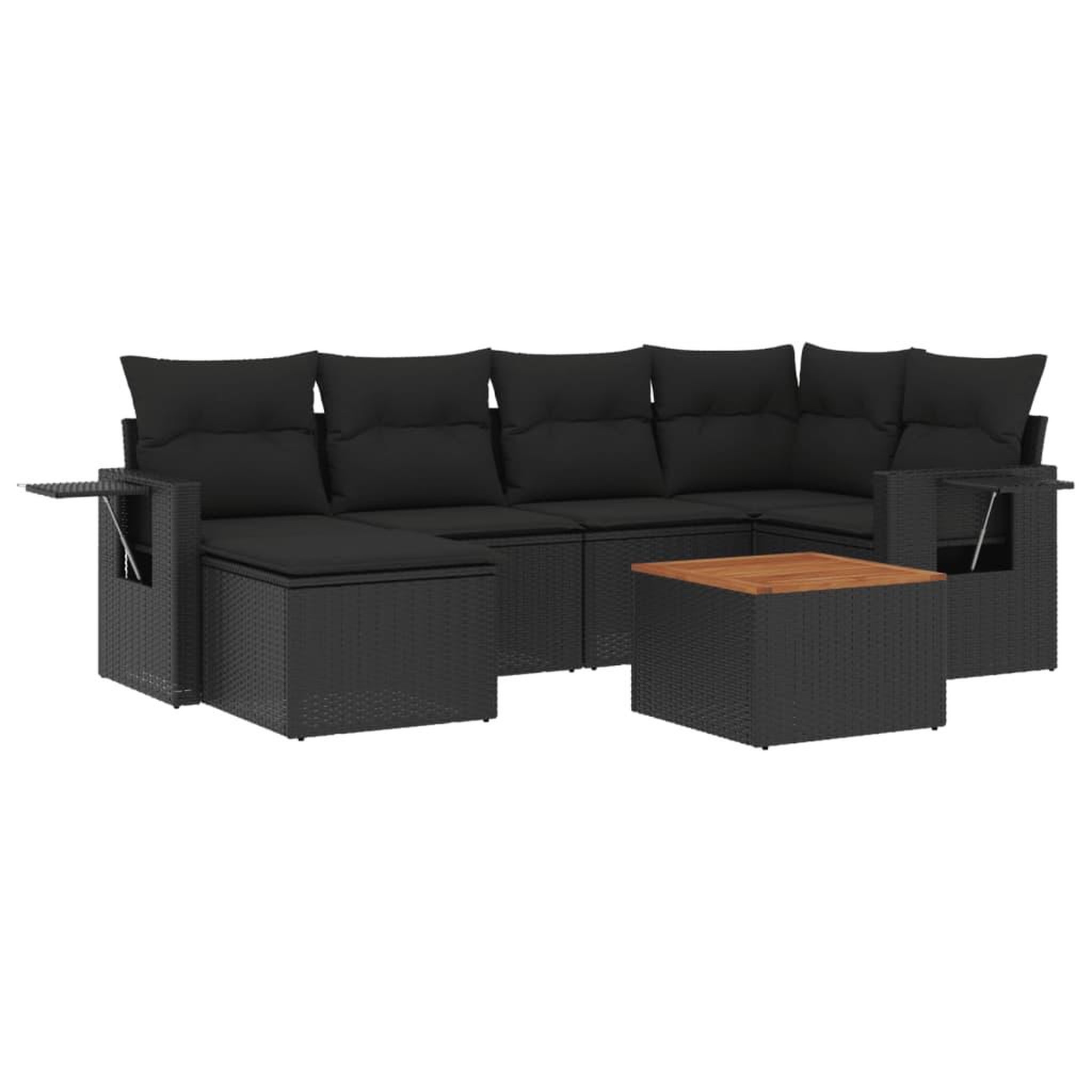 Voir la diapositive 2 : VIDAXL Salon de jardin 7 pcs avec coussins noir resine tressee