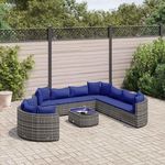 VIDAXL Salon de jardin avec coussins 10 pcs gris resine tressee