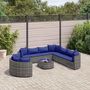 Voir la diapositive 1 : VIDAXL Salon de jardin avec coussins 10 pcs gris resine tressee