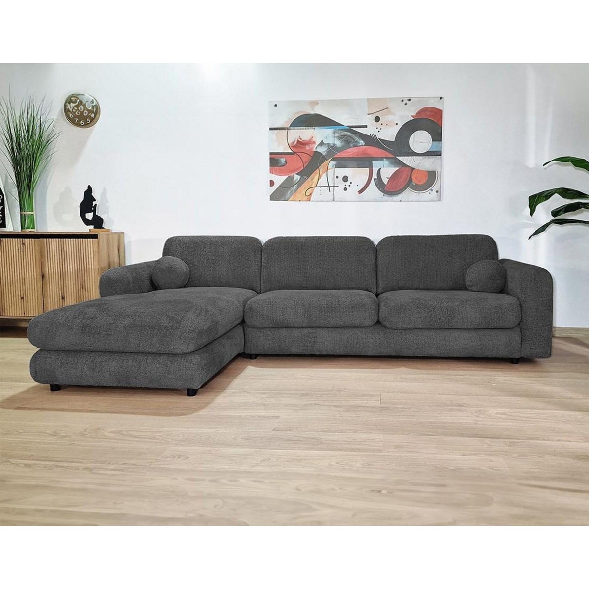 LISA DESIGN Rachel - canapé d'angle gauche 4 places en tissu bouclette