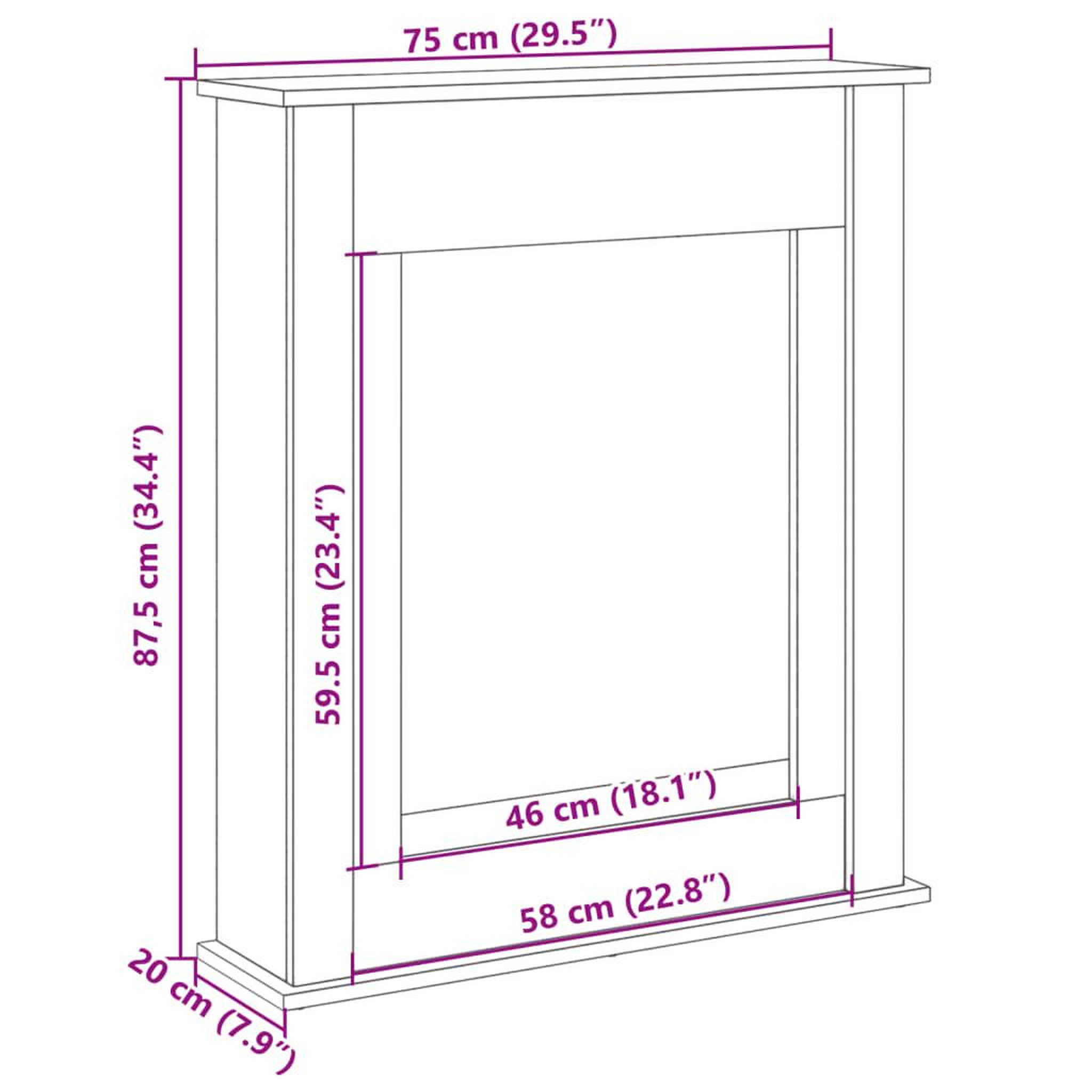 Voir la diapositive 6 : VIDAXL Cadre de cheminee blanc 75x20x87,5 cm bois d'ingenierie
