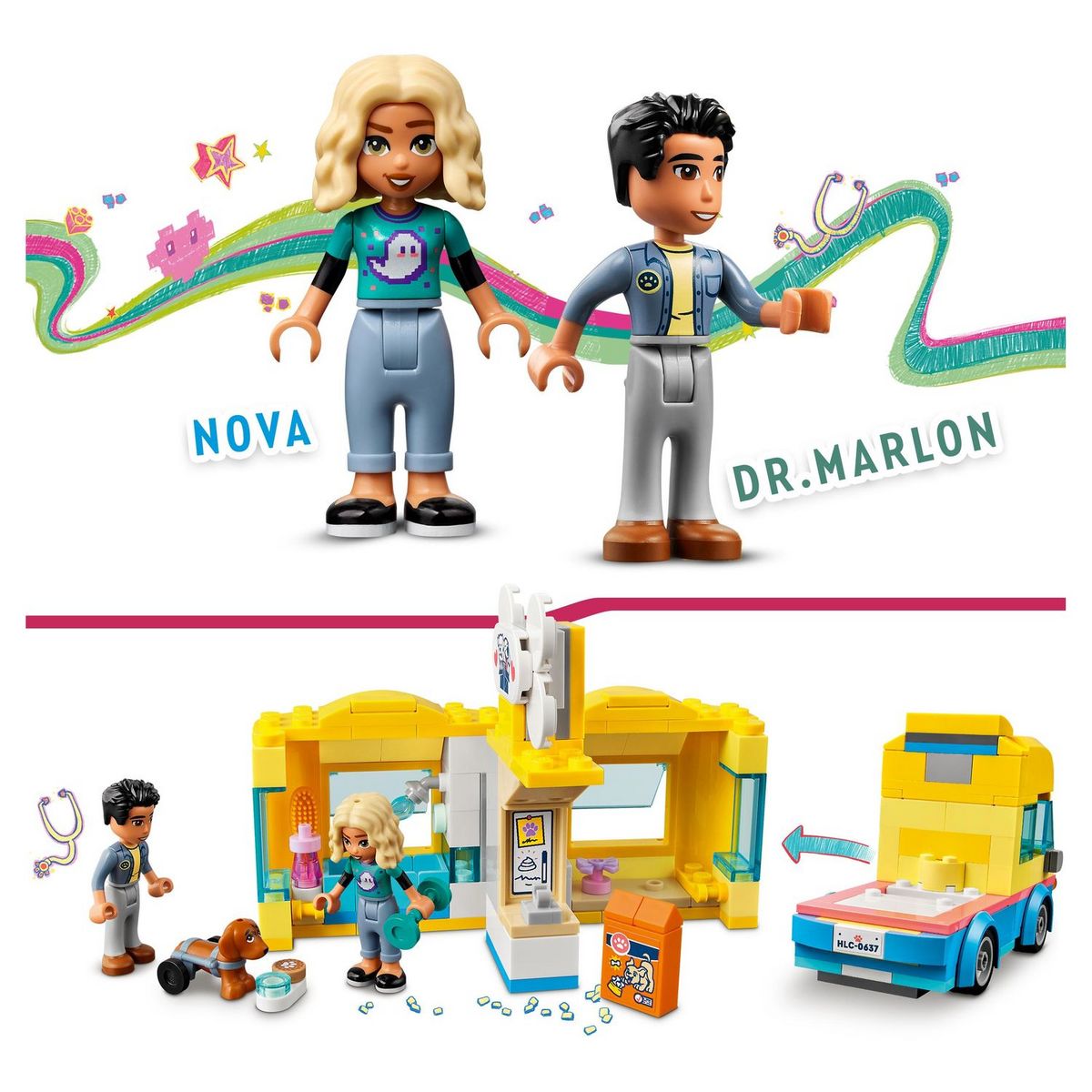 LEGO Friends 41741 Le fourgonnette de sauvetage canin, Jeu de Chiot, Jouet Animaux