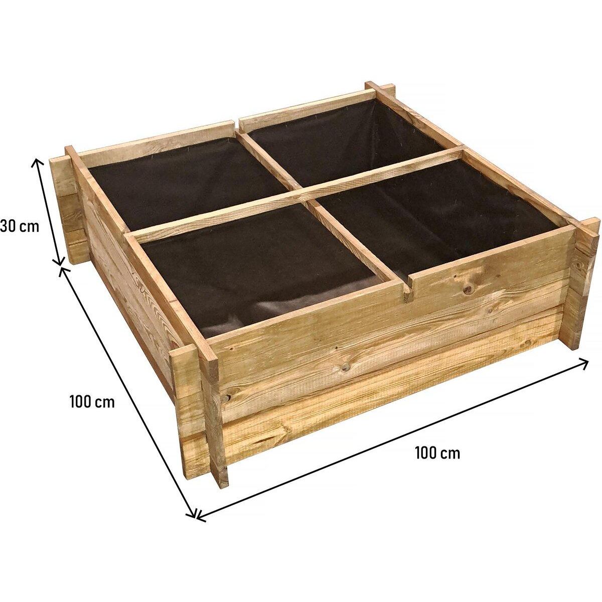 Habitat et Jardin Carré potager en bois  Aroma  - 100 x 100 x 30 cm