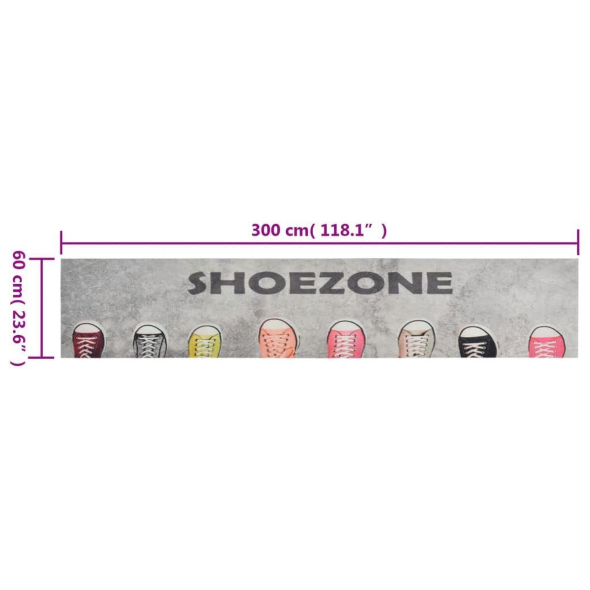 VIDAXL Tapis de cuisine lavable impression shoezone 60x300 cm velours