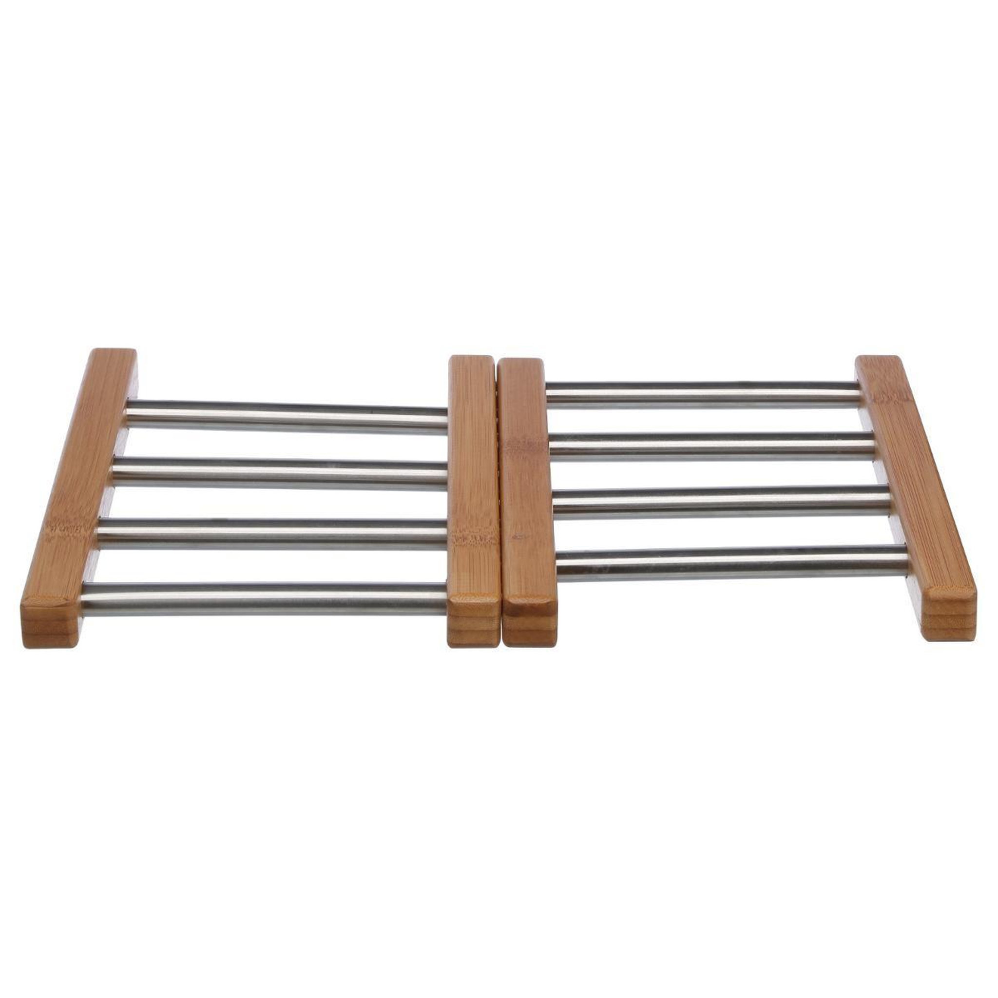 Voir la diapositive 2 : FIVE Dessous de plat extensible  bambou & inox  35cm gris