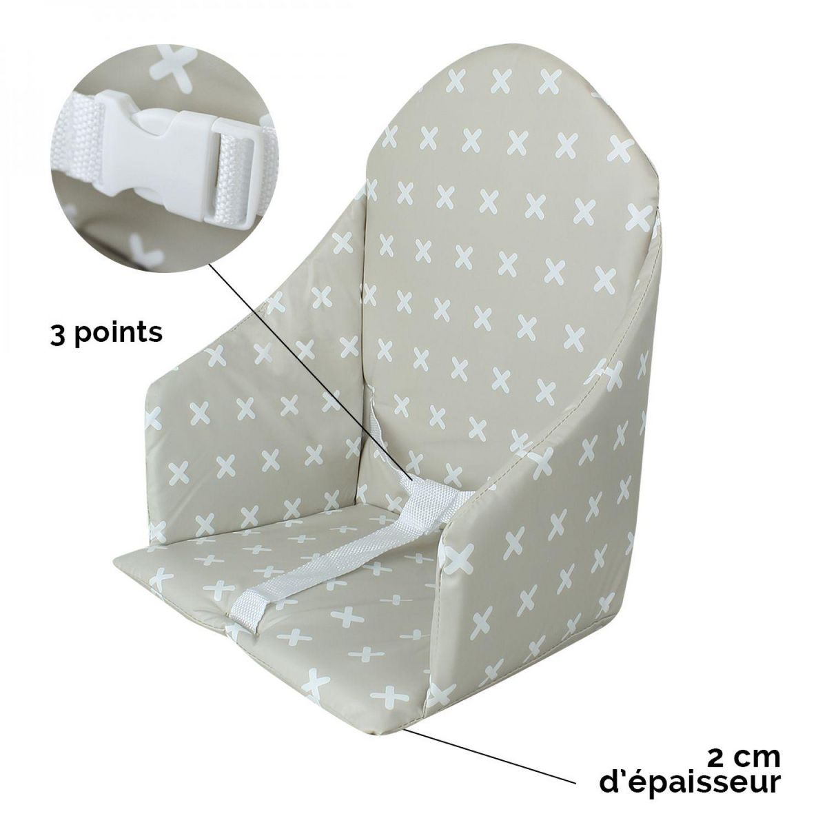 Monsieur Bébé Coussin d'assise universel Miam avec harnais pour chaise haute bébé