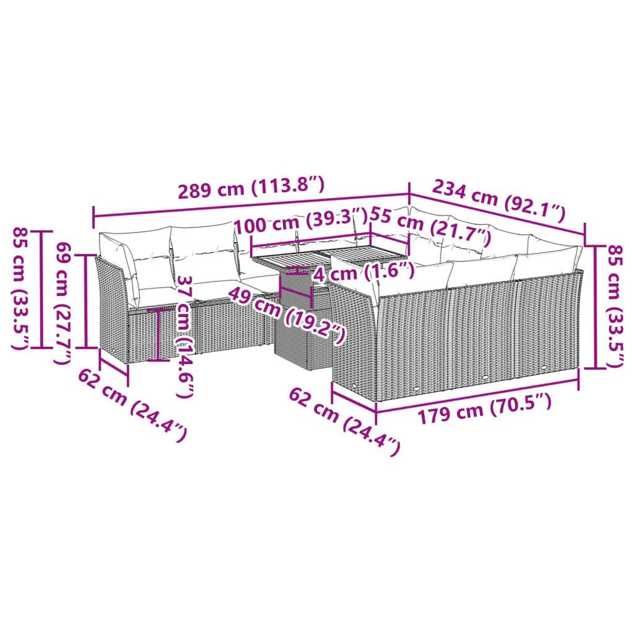 Voir la diapositive 6 : VIDAXL Salon de jardin 11 pcs avec coussins noir resine tressee