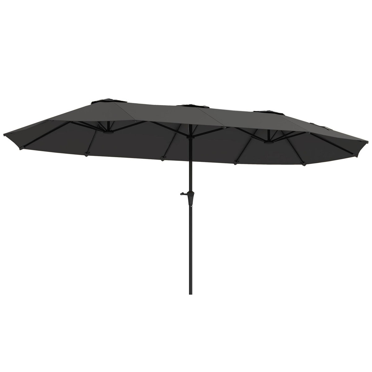 OUTSUNNY Parasol de jardin grande taille dim. 4 x 2,2 x 2,3 m manivelle métal époxy tissu haute densité 180 g/m² gris