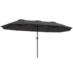 OUTSUNNY Parasol de jardin grande taille dim. 4 x 2,2 x 2,3 m manivelle métal époxy tissu haute densité 180 g/m² gris