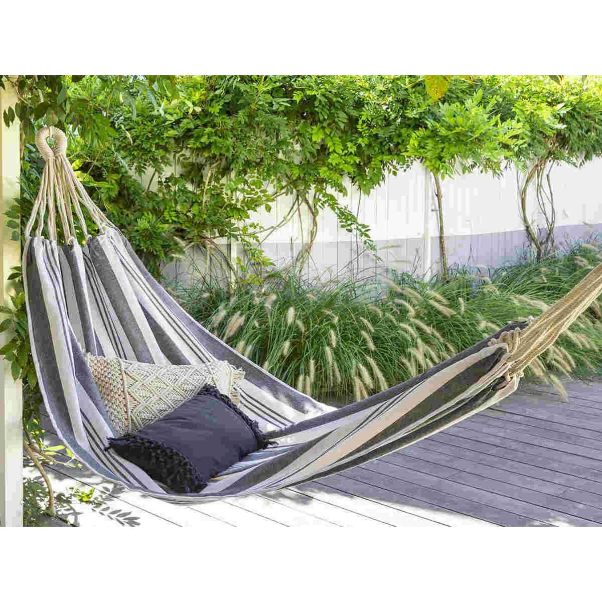 HESPERIDE Toile hamac coton à rayures Elozio Gris - Hespéride