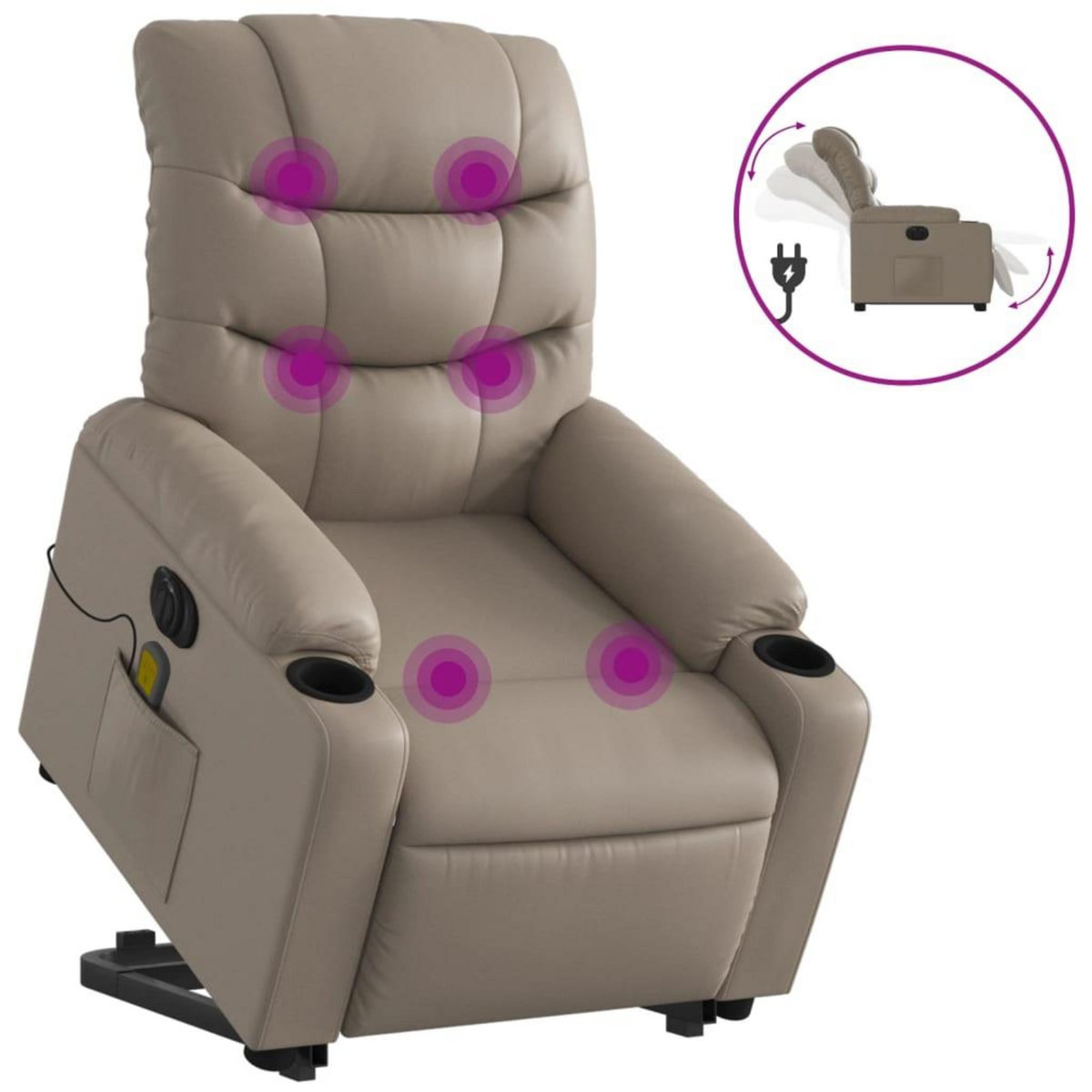 VIDAXL Fauteuil inclinable de massage electrique cappuccino similicuir