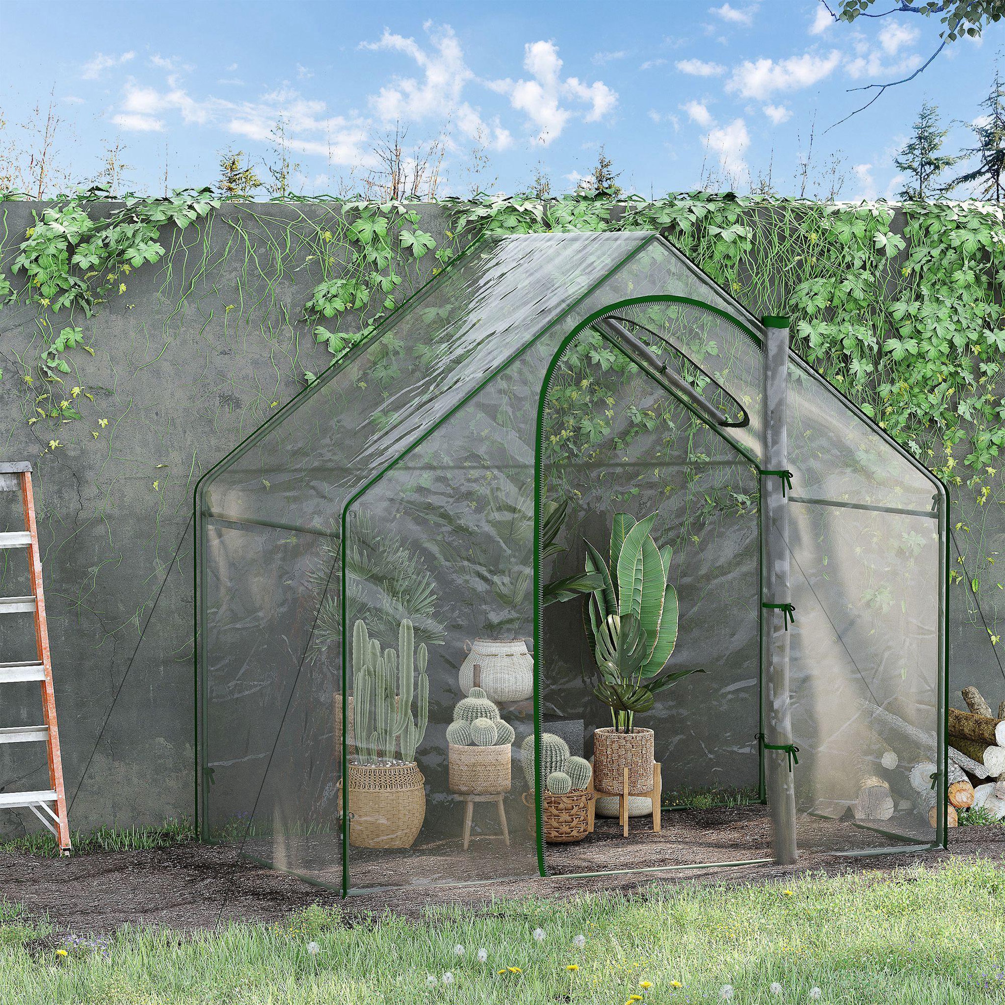 Voir la diapositive 4 : OUTSUNNY Serre de jardin balcon terrasse serre pour tomates 1,8l x 1l x 1,68h m acier pe imperméable transparent