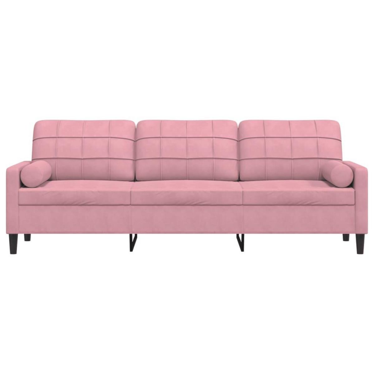 VIDAXL Canape 3 places avec oreillers decoratifs rose 210 cm velours
